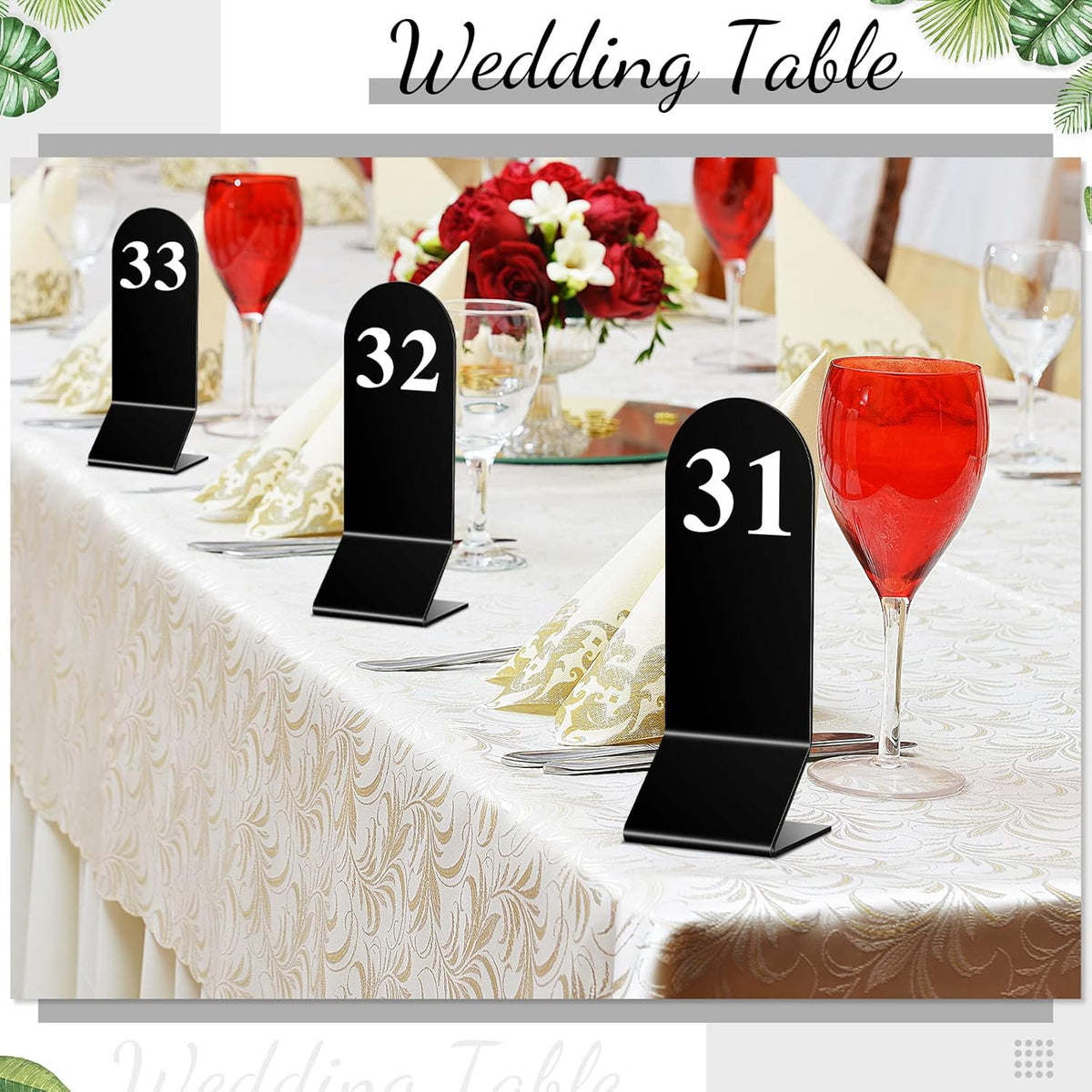Remerry 50 Pcs Table Numbers 1-50 Acrylic Double Sided Number Cards Acrylic Tent Table Holders Tent
