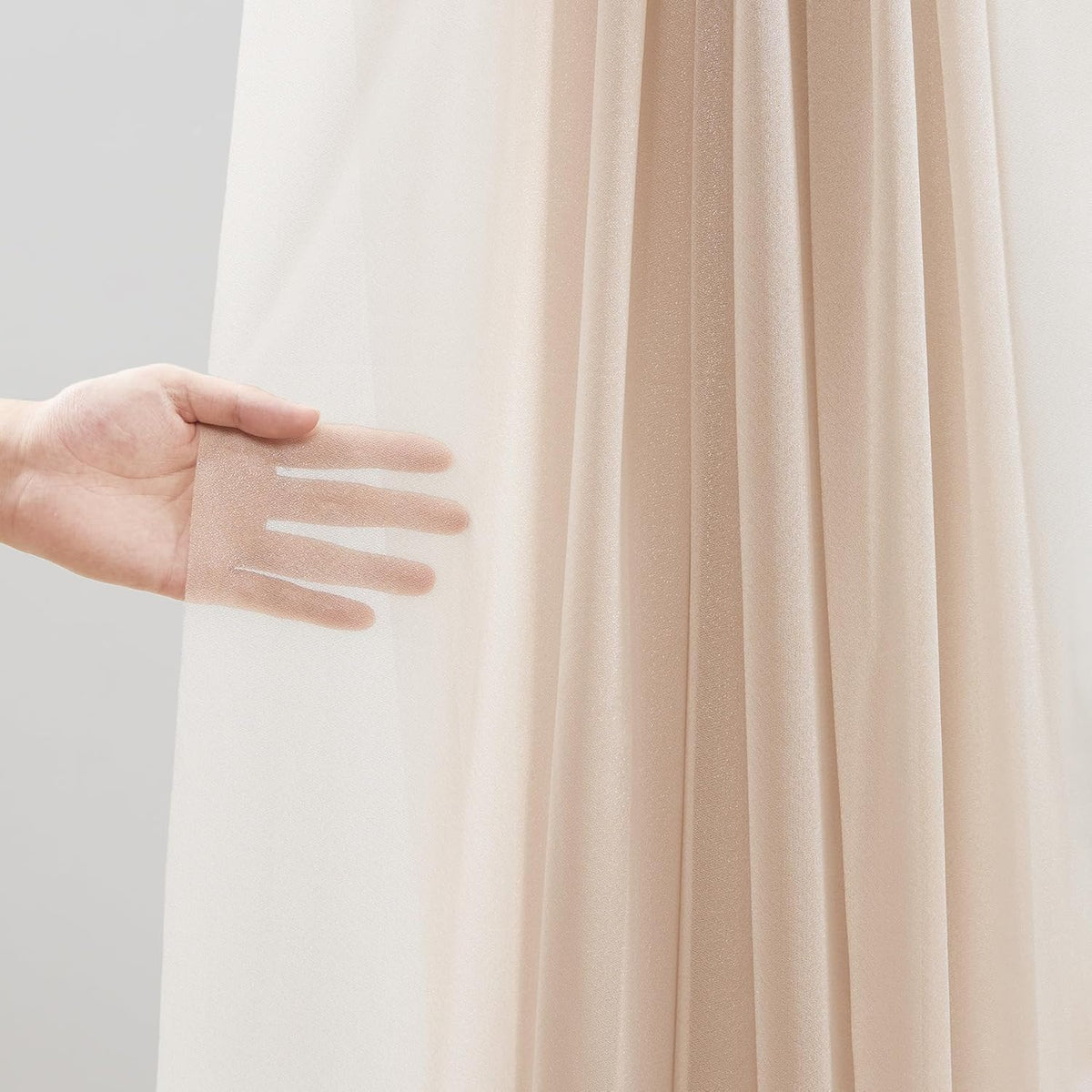 30" x 20Ft Wedding Arch Draping Fabric, 3 Panels Dark Champagne Sheer Curtain Drapes Extra Wide &
