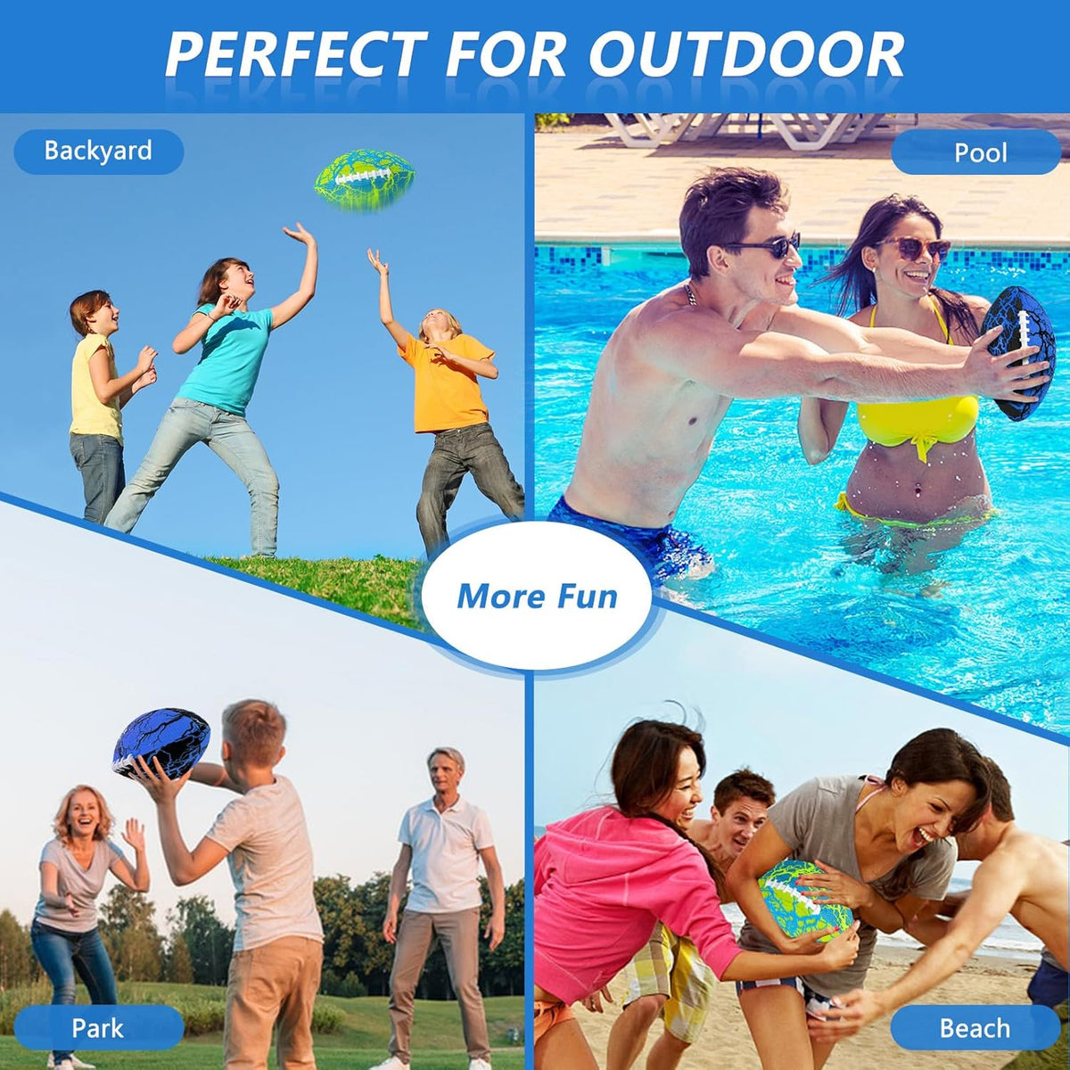Jasonwell Pool Beach Water Football - 2Pack Strong Grip Waterproof Football for All-Weather Play