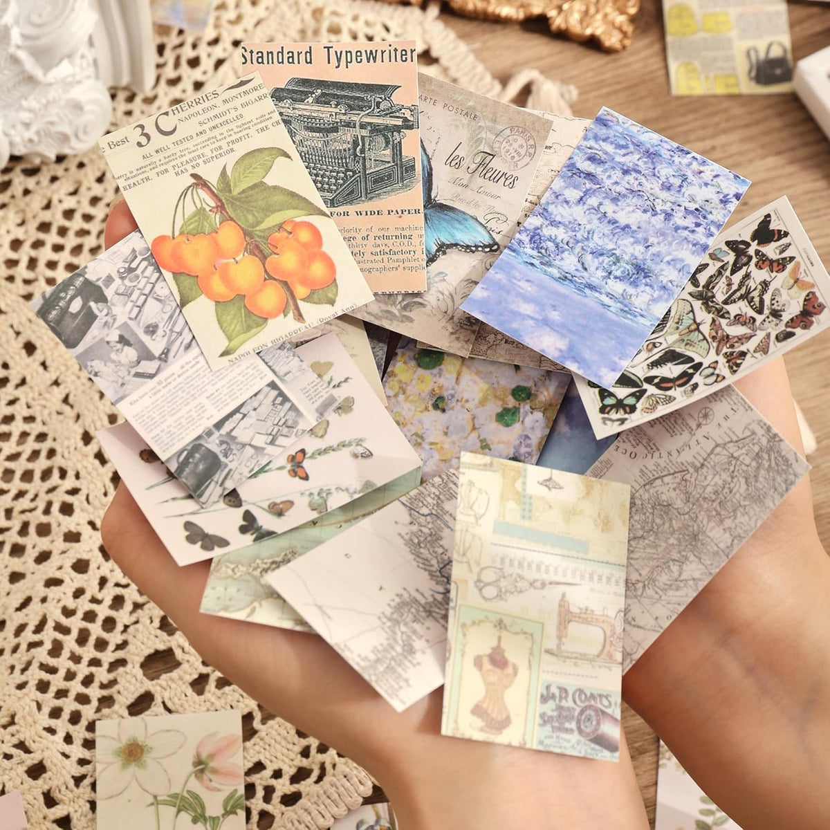 6 Sets 300 Pcs Washi Stickers Set Vintage Aesthetic Sticker Book for Journaling Decorative