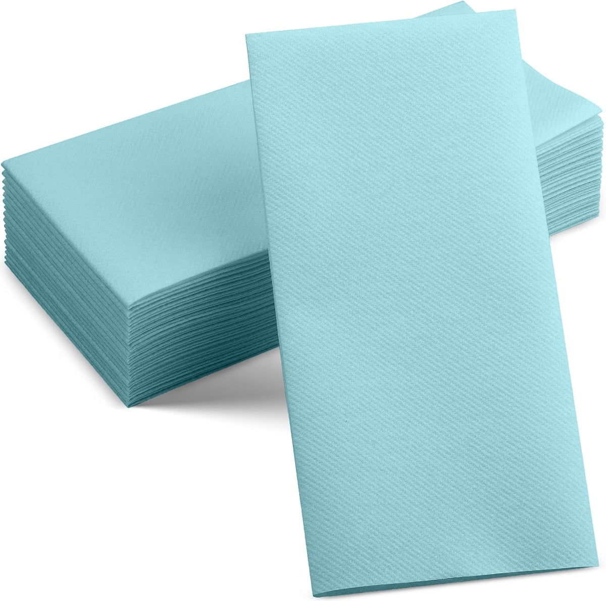 50-Pack Disposable Linen-Feel Pale Blue Napkins, 12" x 17" Cloth-Like Paper Dinner Napkins For