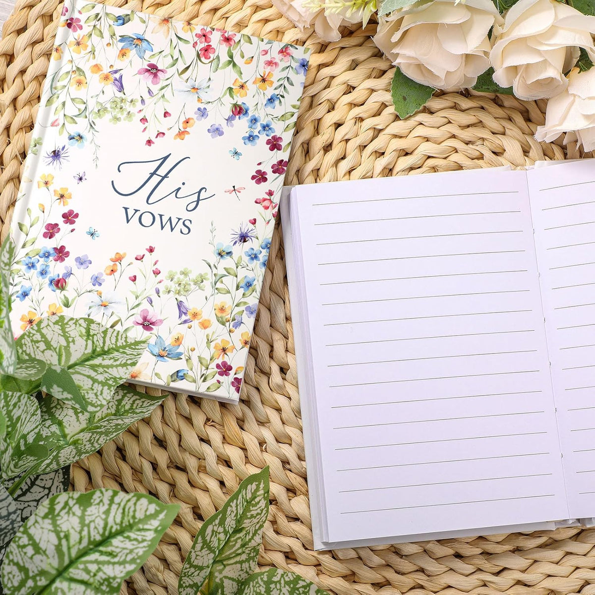 Set of 2 Vow Books His and Hers, Wedding Vow Books (6.06x4.17) Wedding Keepsake Essentials Elegant