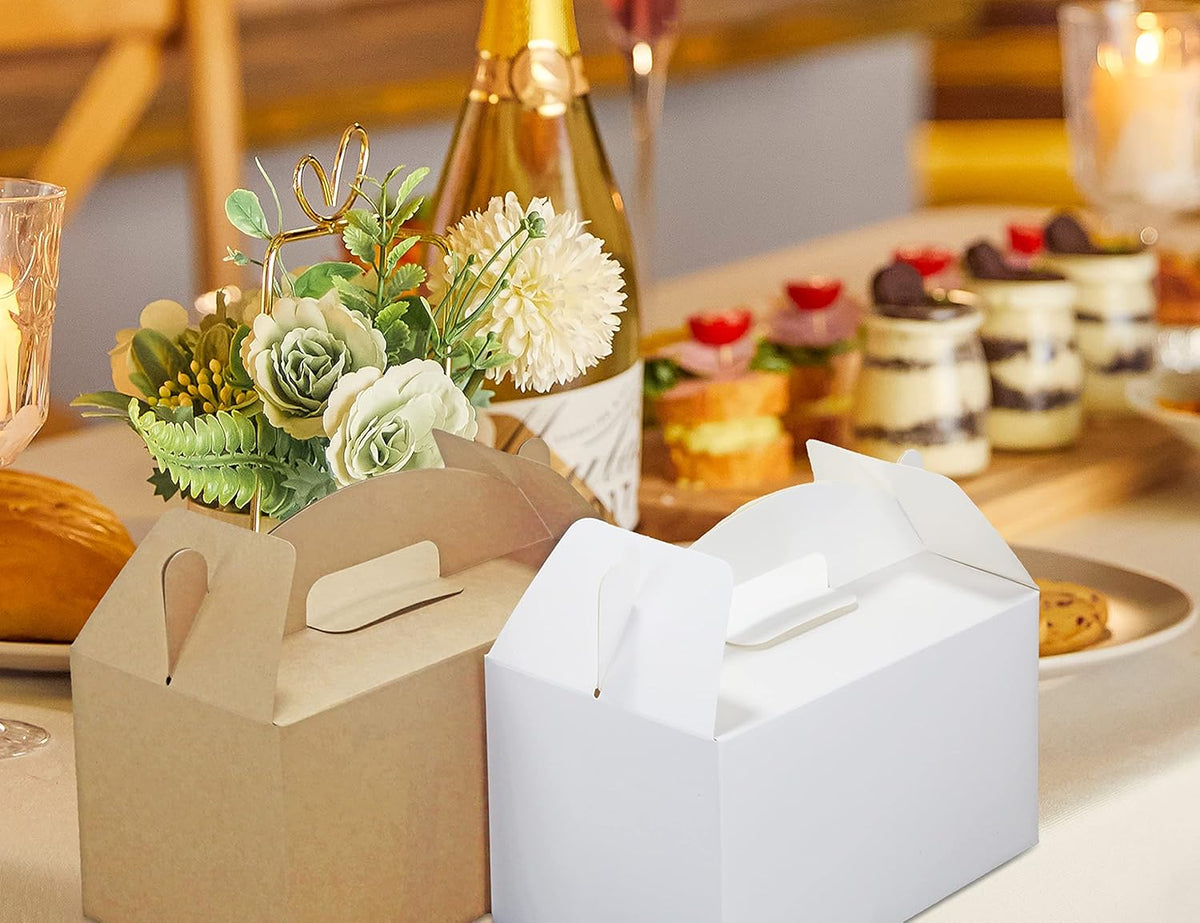 HUAPRINT Brown Treat Boxes Large Bulk,Gable Boxes 30 Pack 9.45x5x5Inches,Party Favor Boxes Goodie