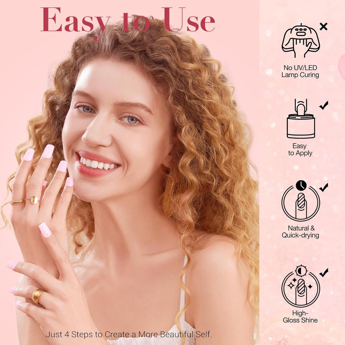 AZUREBEAUTY Jelly Dip Powder Nail Kit, Transparent Glitter Nude Pink Sheer Peach Neutral 4 Colors