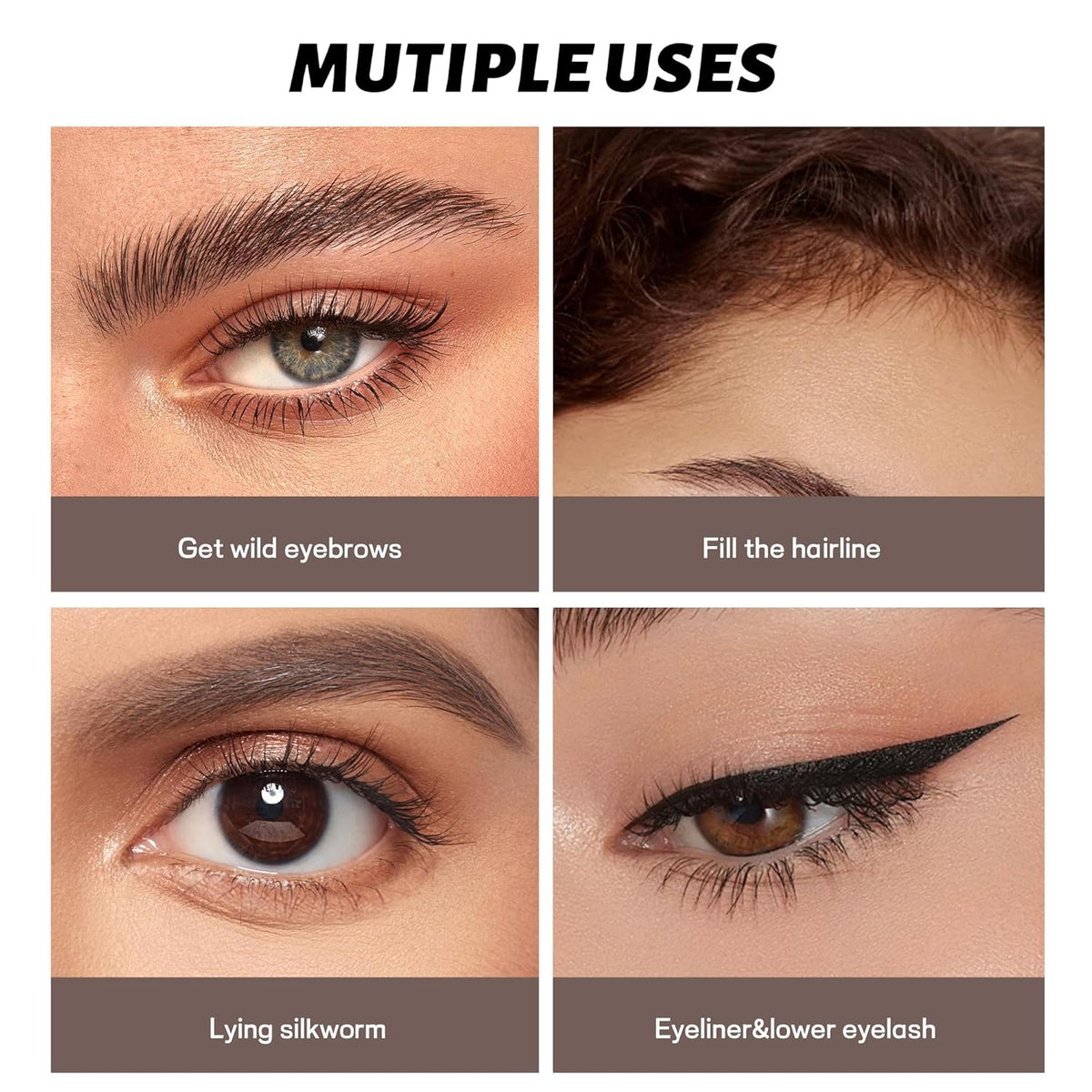 2 Pack Eyebrow Pen, Waterproof Microblading Eyebrow Pencil, 4 Tip Precise Eye Brow Makeup Pen for