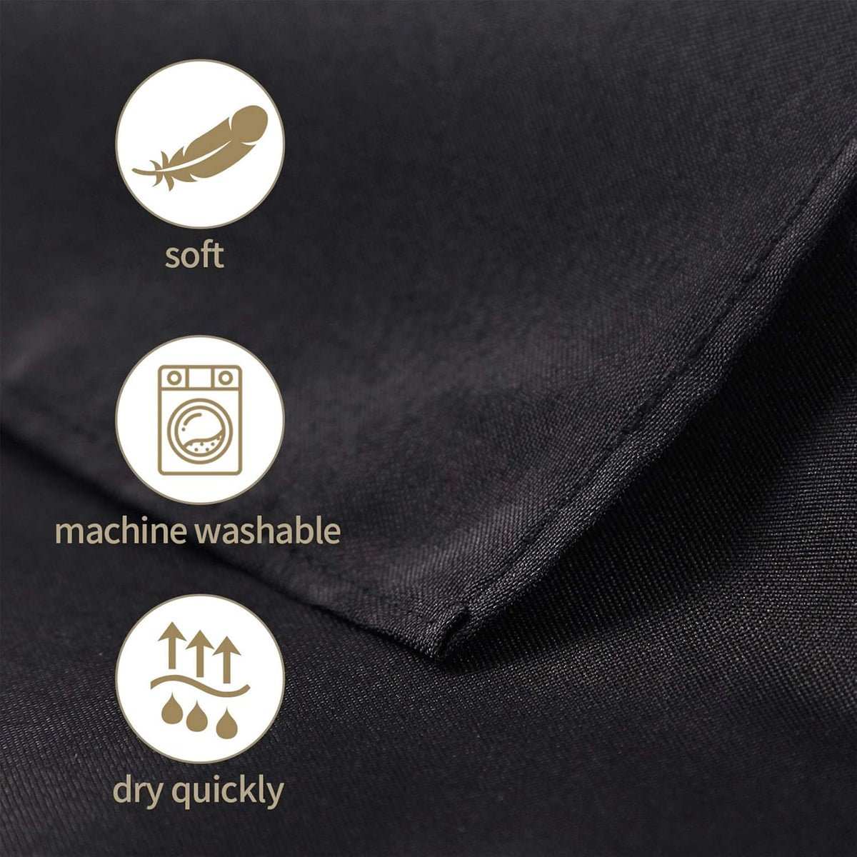 Ascoza 2pack 70x70 Inch Black Square in Polyester Fabric Tablecloth for Wedding,Banquet,Restaurant