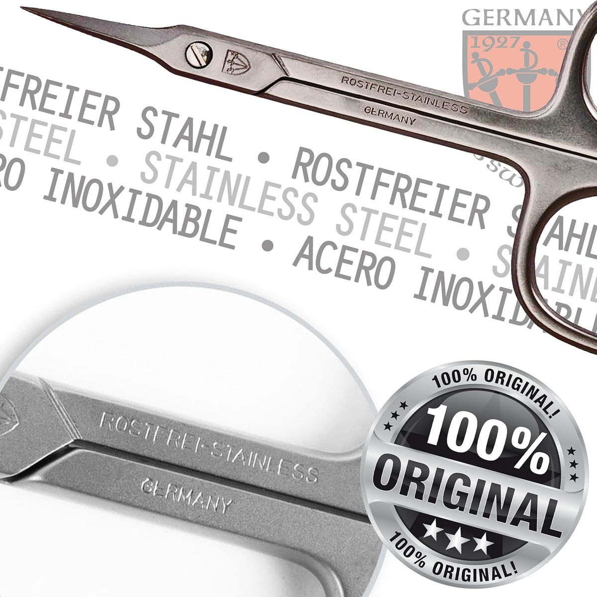 3 Swords Germany - brand quality STAINLESS STEEL INOX CURVED CUTICLE TOWERPOINT SCISSORS (1 PIECE)