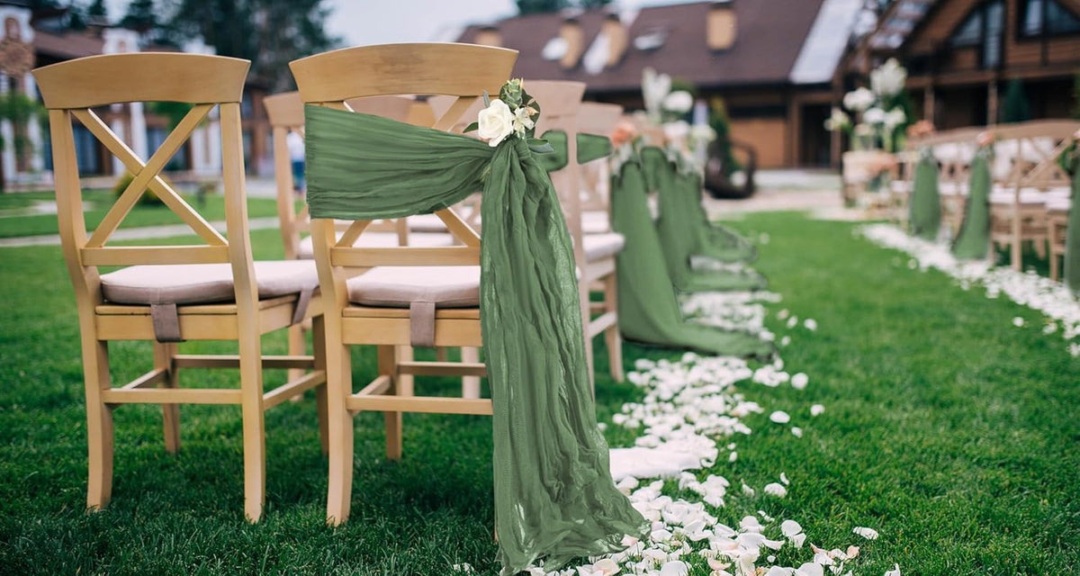 50 PCS Cheesecloth Chair Sashes, Bows Designed ChairSashes, 15.7x108 inch Chair Sashes for Aisle