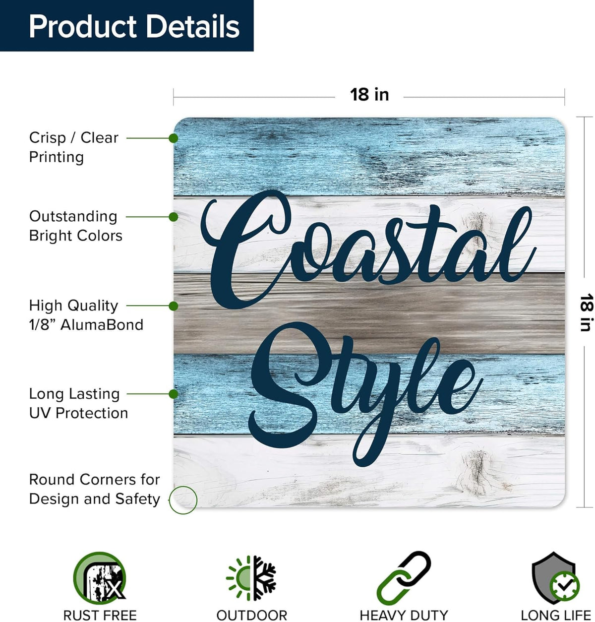 Custom Sign, Custom Street Sign, 11 Font Colors, 13 Font Styles, 4 Hole Options, 22 Sizes, 18x18