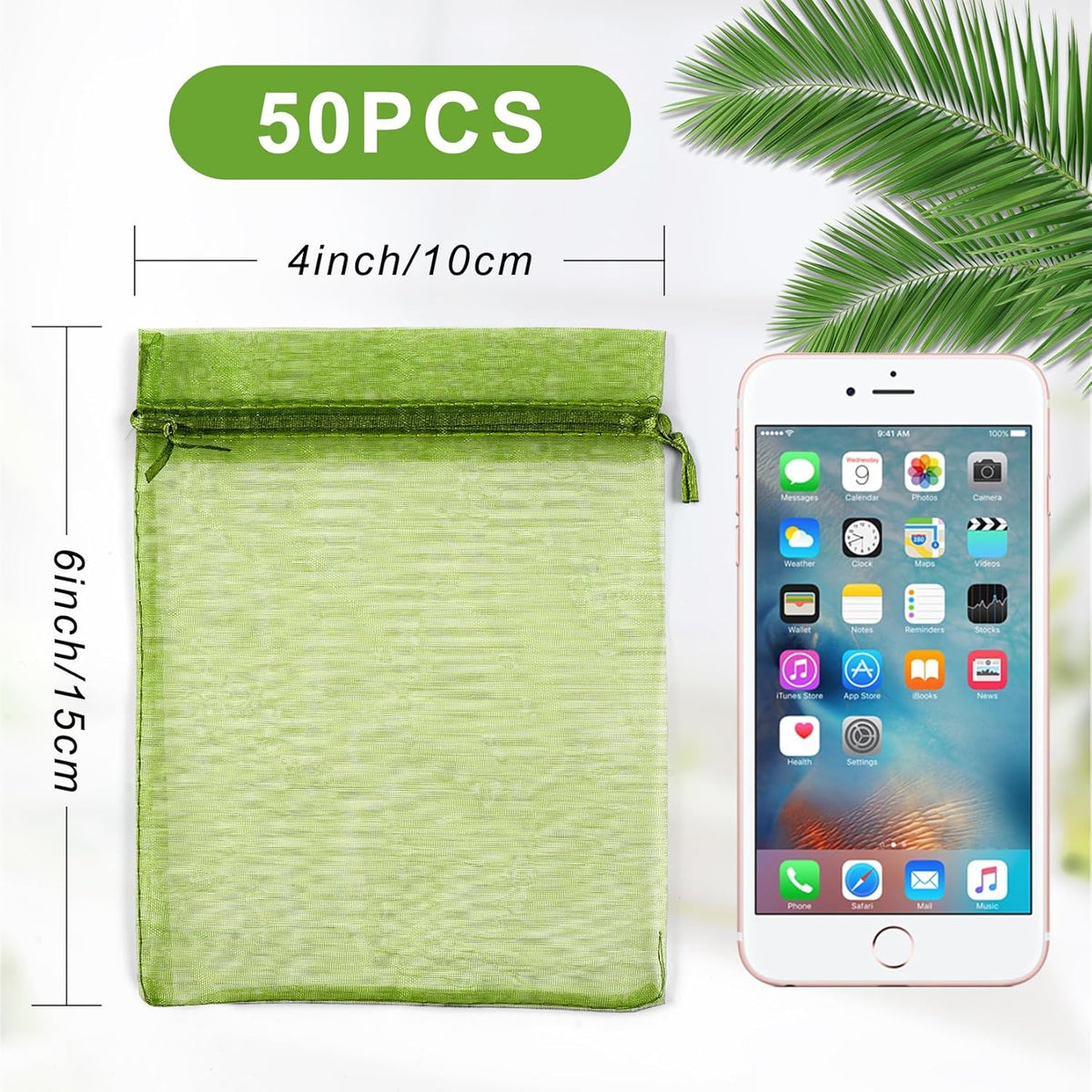 ANZNKU 50 Pack Organza Bags 4 x 6 inch Premium Sheer Drawstring Small Mesh Bag for Candy Jewelry