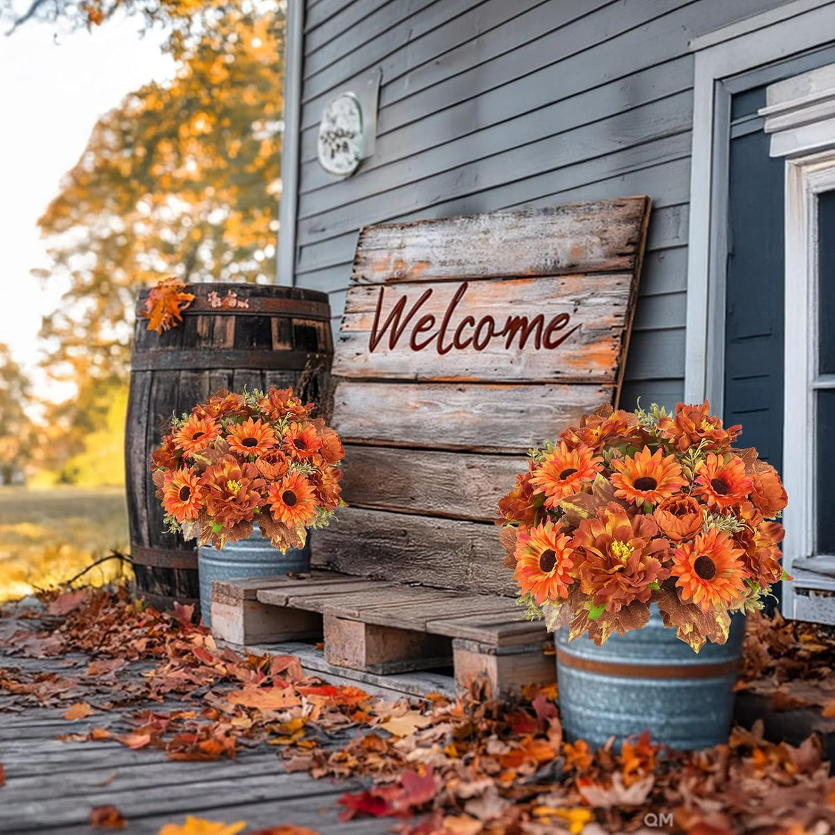 6 Pcs Fall Flowers Artificial for Decoration Silk Burnt Orange Flowers Fall Artificial Sunflowers
