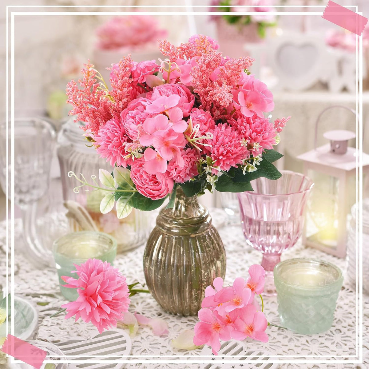 Zeyune 8 Pcs Wedding Silk Flowers Fake Silk Flowers Faux Bouquet Hydrangea Bouquets for Wedding