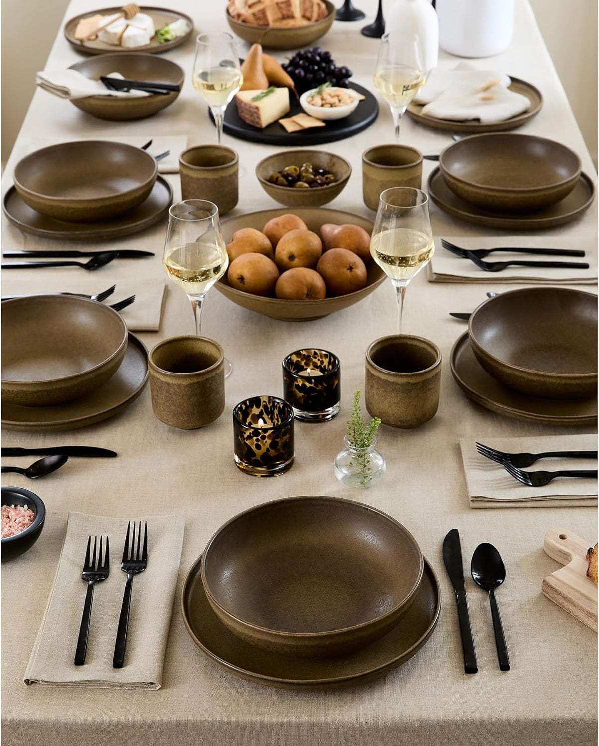 Solino Home Linen Natural Tablecloth 60 x 108 Inch - 100% Pure Linen Rectangular Tablecloth