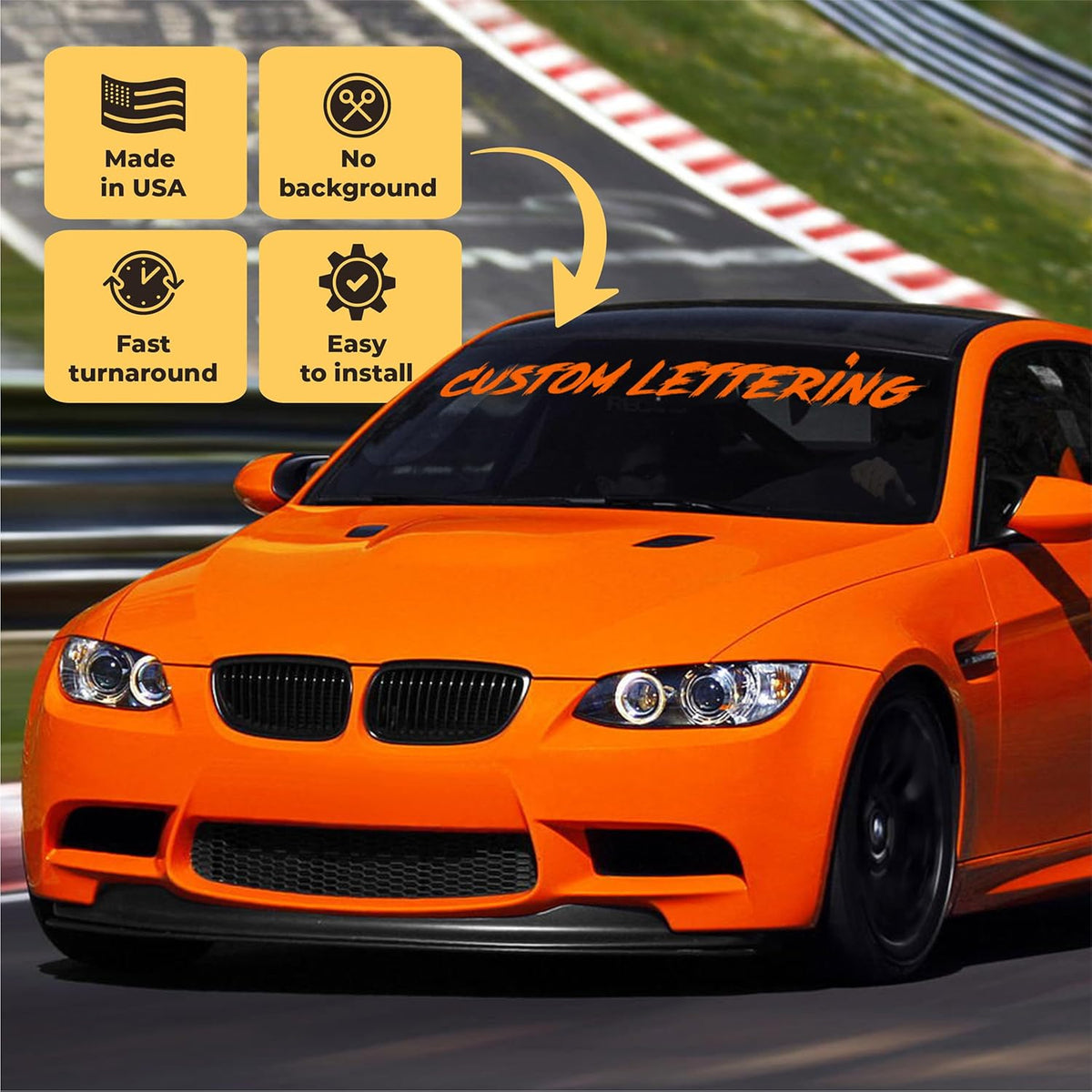 Custom Windshield Decal - Custom Decals for Cars, Truck, Window Lettering - UV Resistant Window