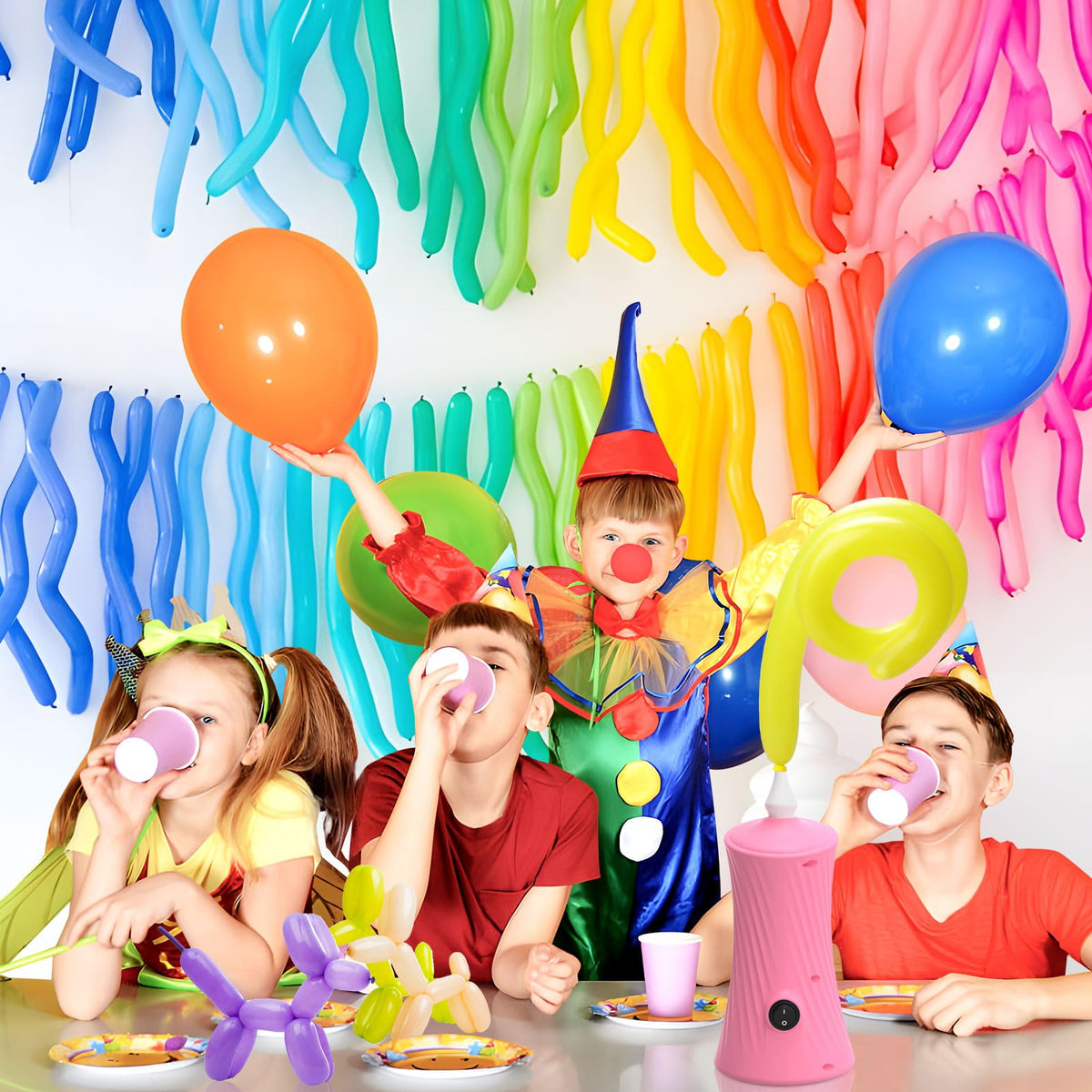 AXHJ Electric Air Balloon Pumps, Portable Balloon Inflators Blower Machine for Long Balloons, Foil