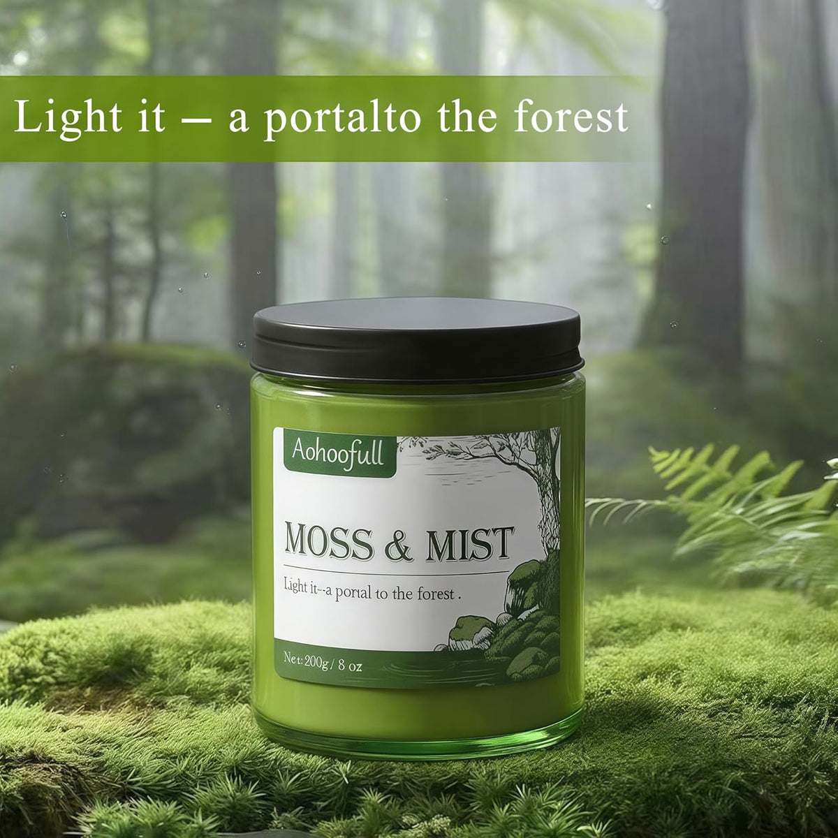 Moss & Mist Soy Candles for Home Scented,8oz 40 Hour Burn Aromatherapy Candle Gift for Stress