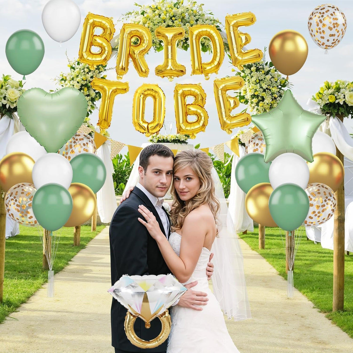 Bridal Shower Decorations Sage Green,Bachelorette Party Decor with Bride To Be Letter Balloons