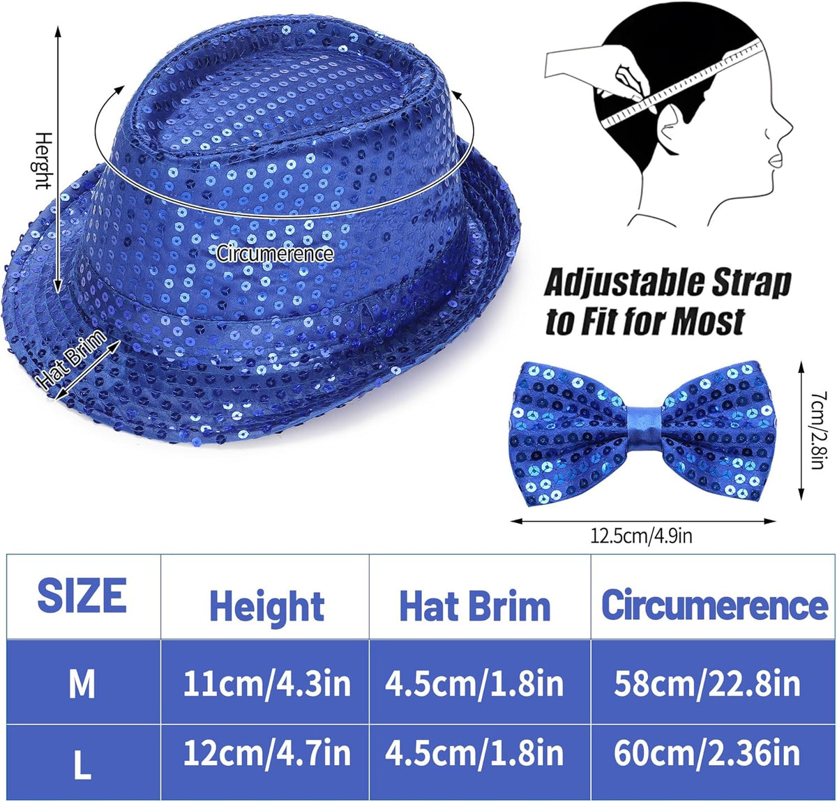 10 Pcs Unisex Sequin Fedora Hat Sequin Bow Ties Set Bling Retro Dance Jazz Cap Funky Party Costume