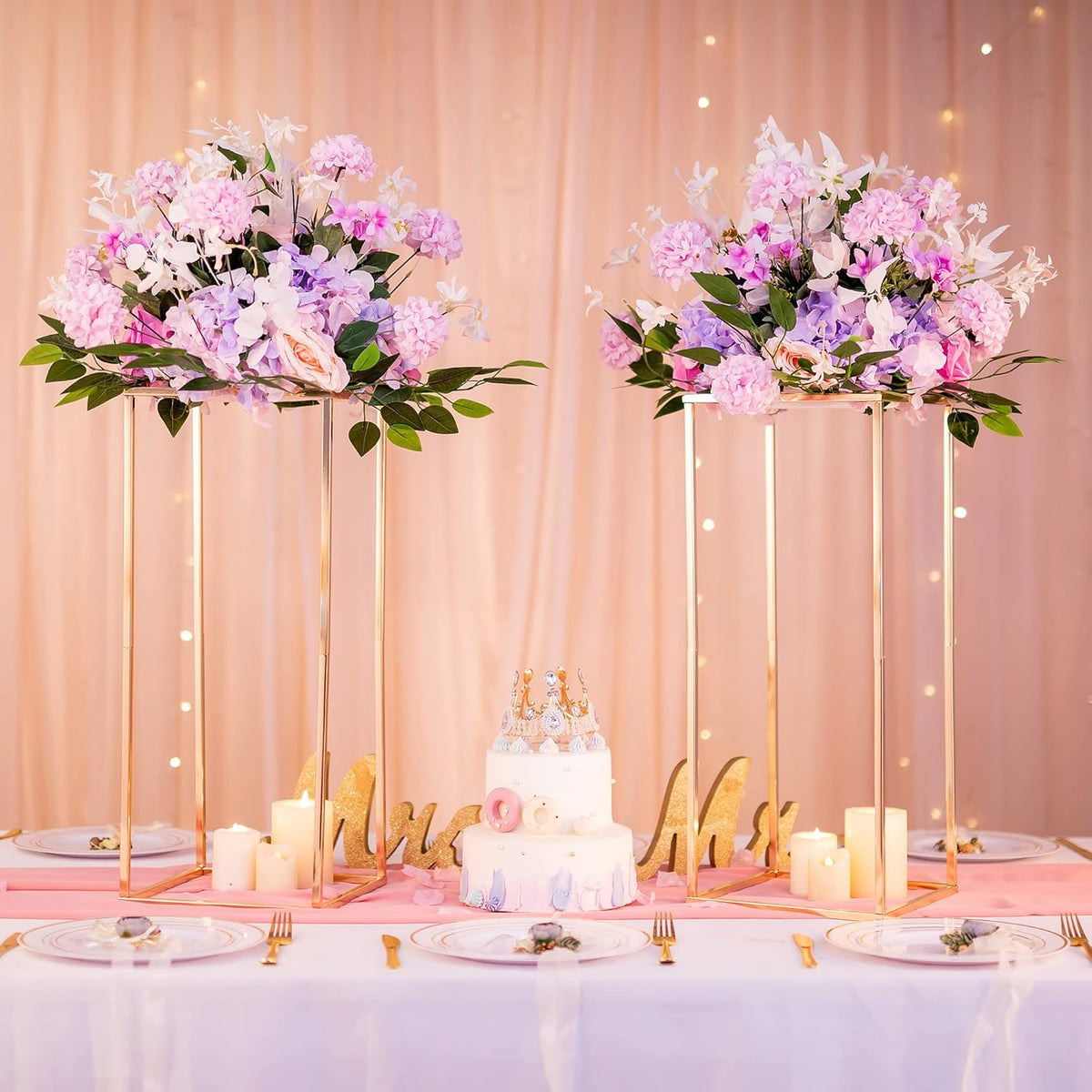 Gold Flower Stand for Table: 23.6” Tall Centerpiece Stand for Wedding Table Reception Floral Center