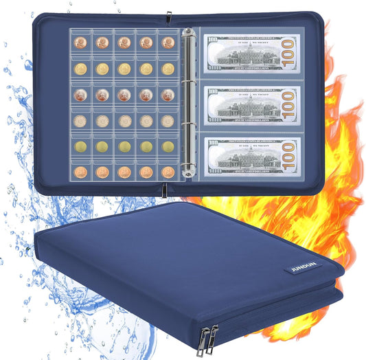 Coin Collection Book Holder for Collectors, 300 Pockets Fireproof Coins Collecting Album & 36