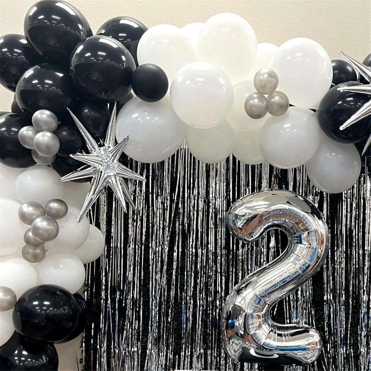 Silver Number Balloons, 40 inch Large Number 2 Foil Helium Balloons for Girls Women, Self Inflating