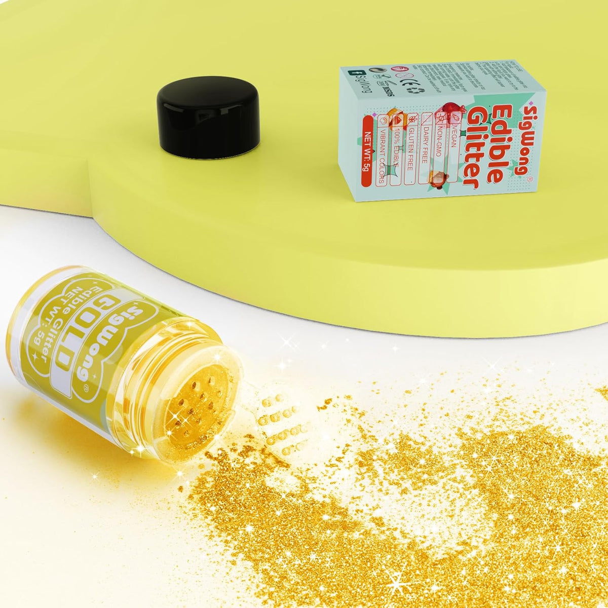 Gold Edible Glitter - 5g Food Grade Cake Decorating Shimmering Glitter, Edible Sprinkle Luster Dust