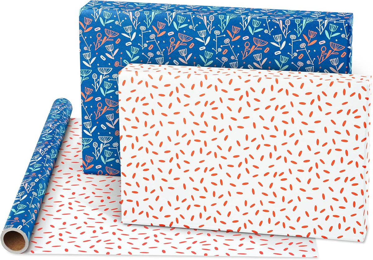 American Greetings 160 sq. ft. Reversible Wrapping Paper Bundle for Birthdays, Anniversaries