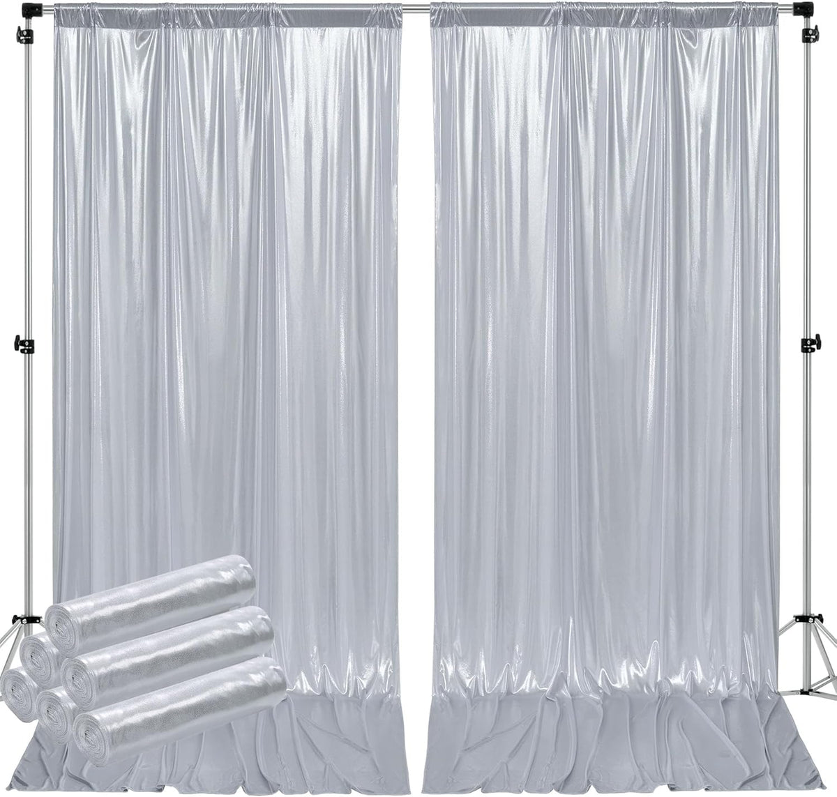 30ftx10ft Silver Sequin Backdrop Curtain for Parties, Wrinkle Free Glitter Photo Backdrop Drapes 6