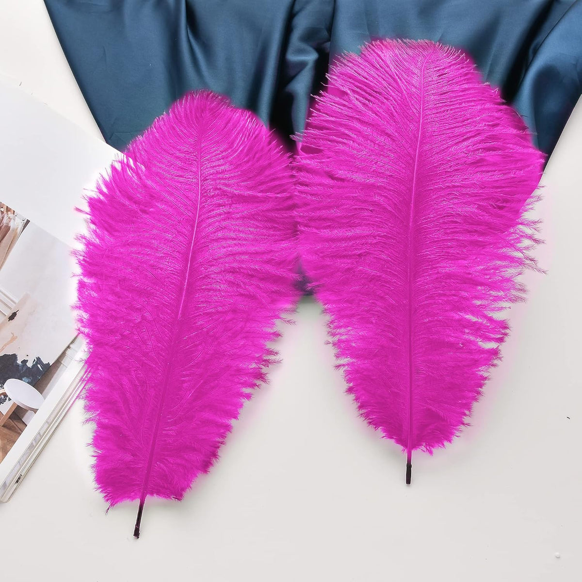 Ballinger Fuchsia Large Ostrich Feathers - 24pcs 12-14inch Hot Pink Feathers for Party