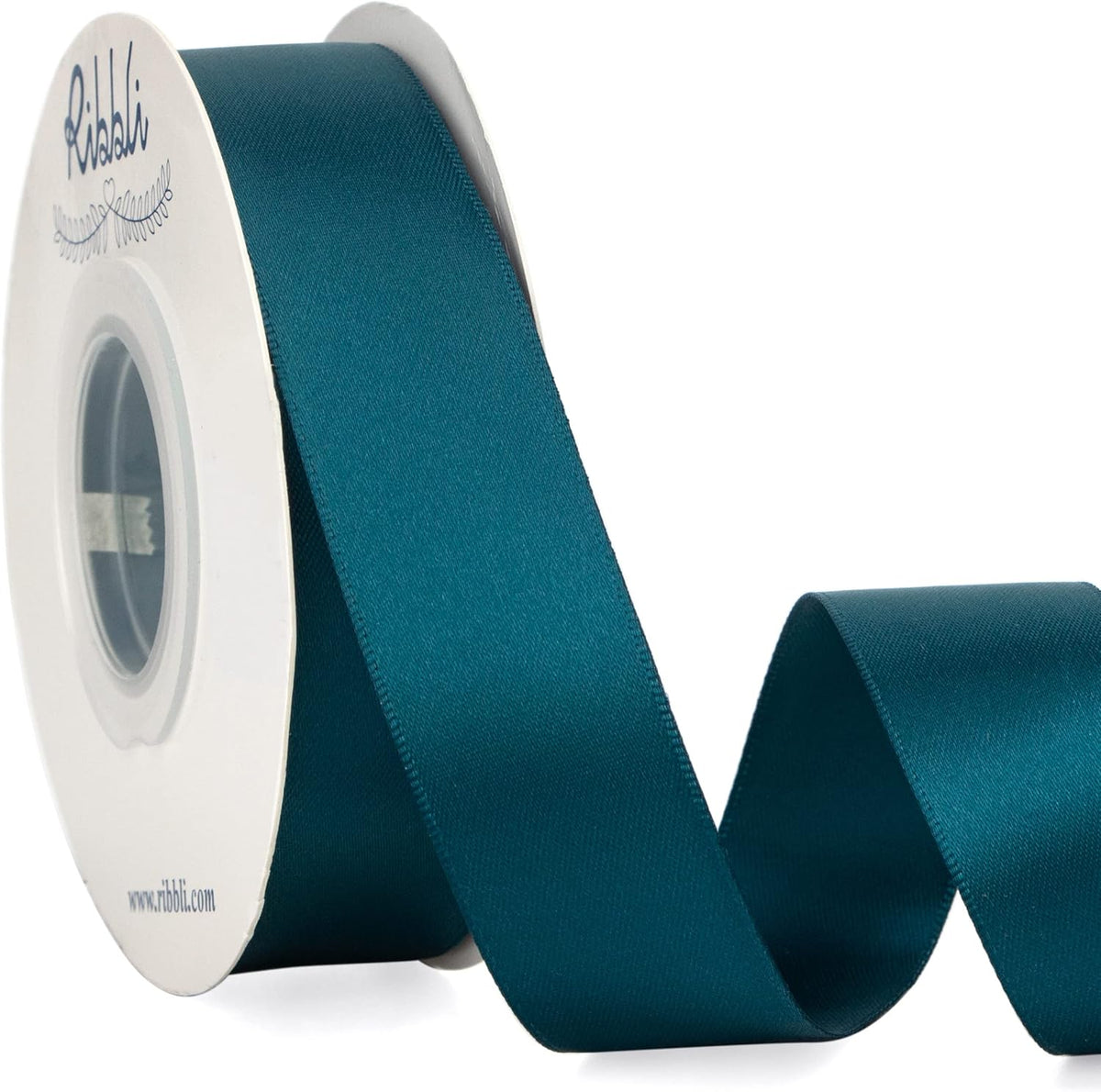 Ribbli Double Faced Teal Ribbon,1” x Continuous 25 Yards,Use for Bows Bouquet,Gift Wrapping,Floral