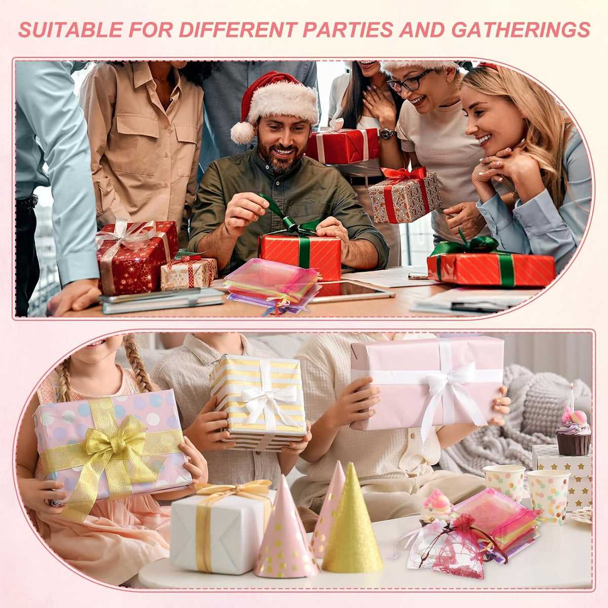 uxcell 50 Pcs Organza Gift Bags, 2.7x3.5 Inch Drawstring Pouches Jewelry Gift Bags, Small Wedding