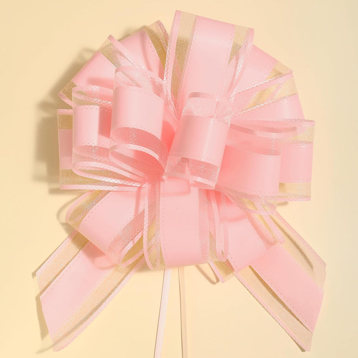 ZhXu Shuo 6 Pieces Large Pull Bows, 6 inches, Organza Fabric, Pink, Wedding & Birthday Occasion