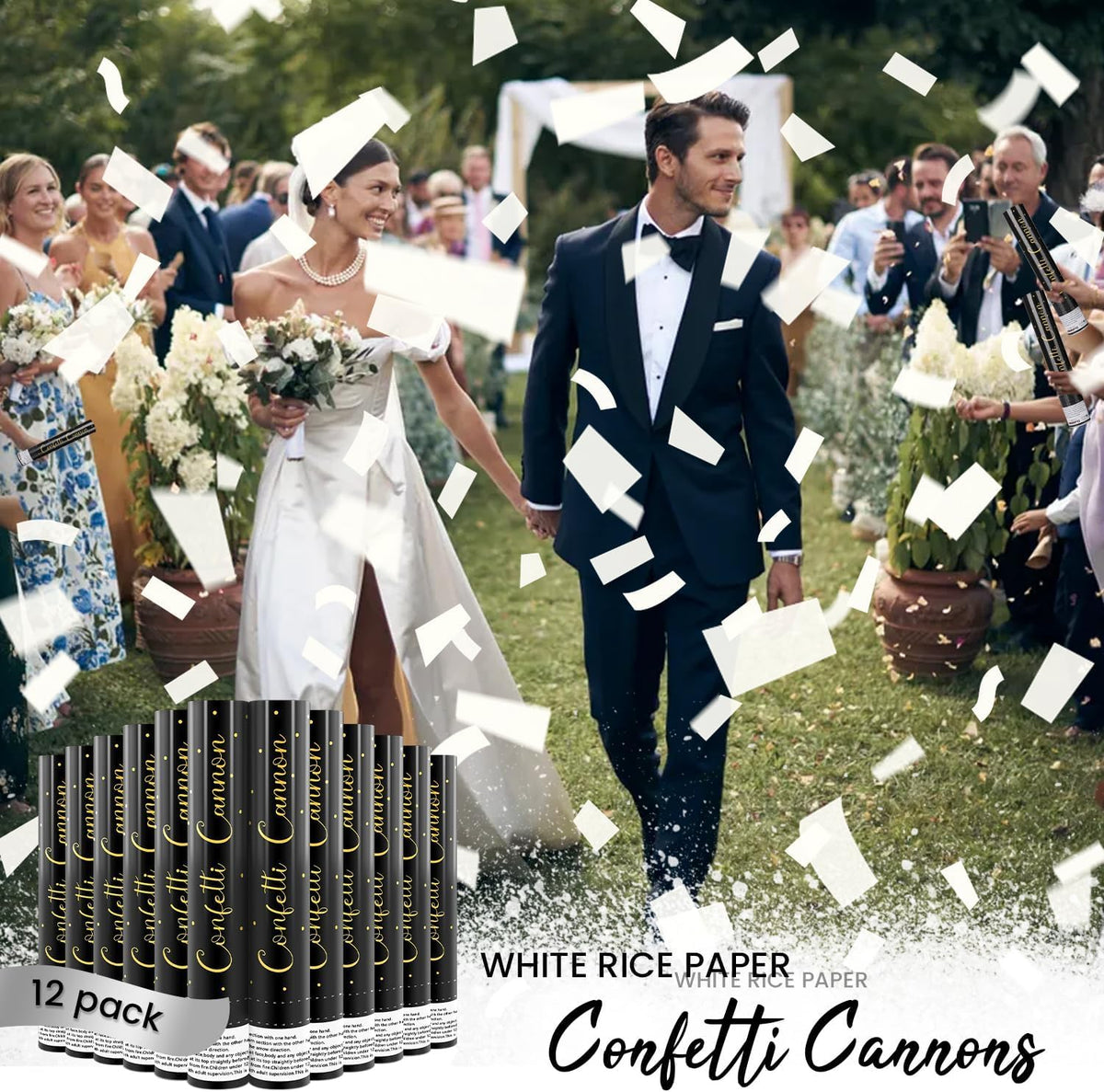 Confetti Cannon White Party Poppers 12 Pack Paper Confetti Poppers Wedding Confetti Shooters 12