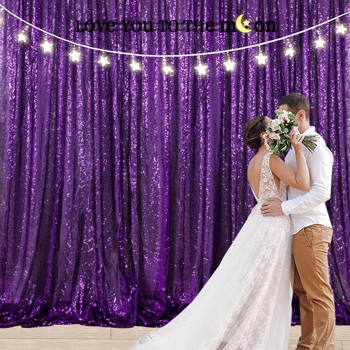 ShinyBeauty Sequin Backdrop 10FTx10FT Purple Backdrop Background Glitter Drapery for Birthday
