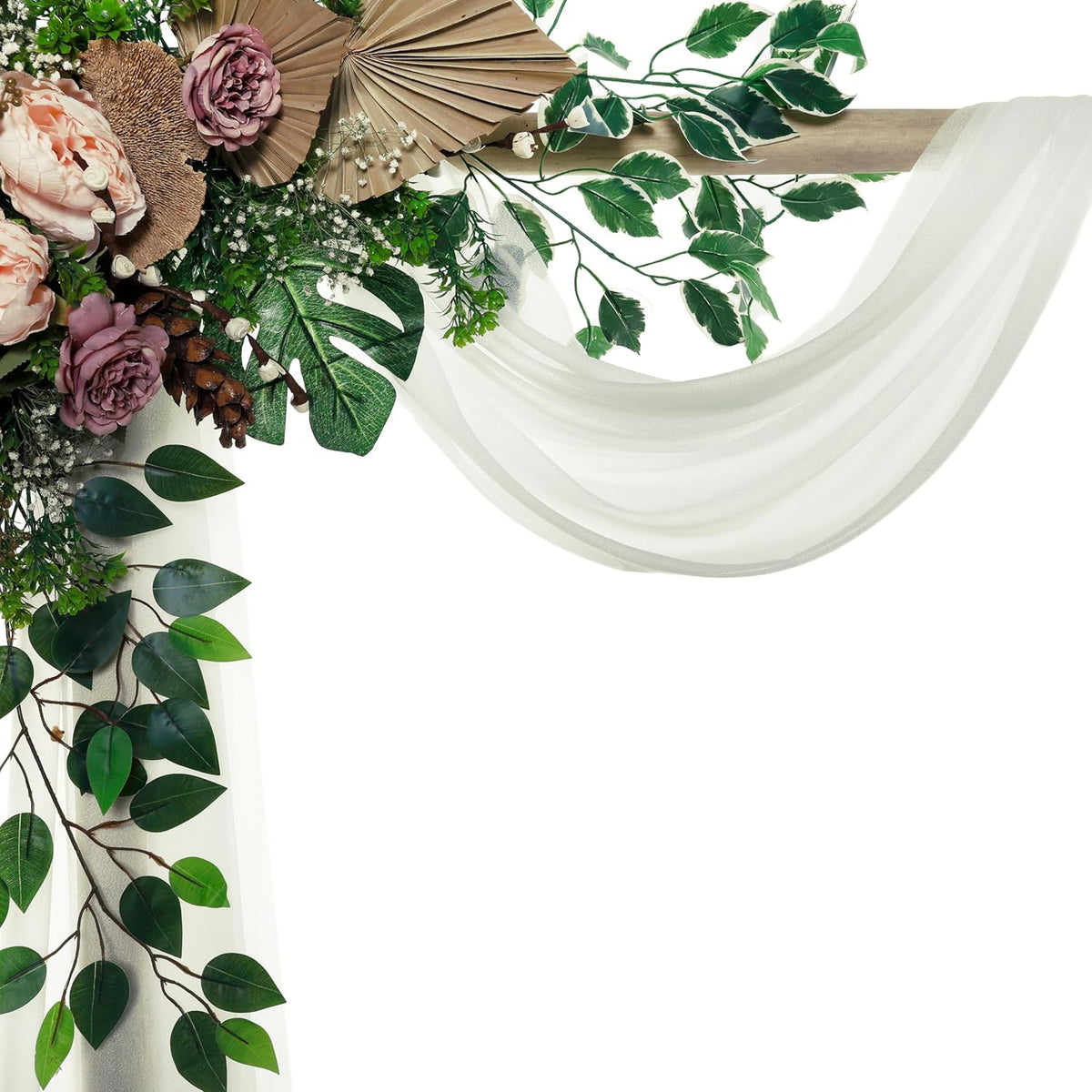 VDS Pack of 1 Panel (30 Inch X 50 Feet) Wedding Arch Draping Fabric Sheer Chiffon Fabric Drapery