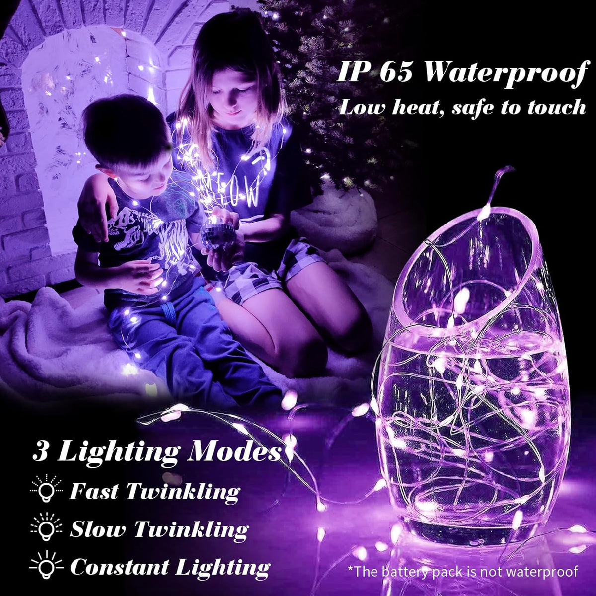 ZGWJ 50 Pack Fairy Lights Battery Operated, 7ft 20 Mini LED Fairy String Lights Silver Wire 3 Modes