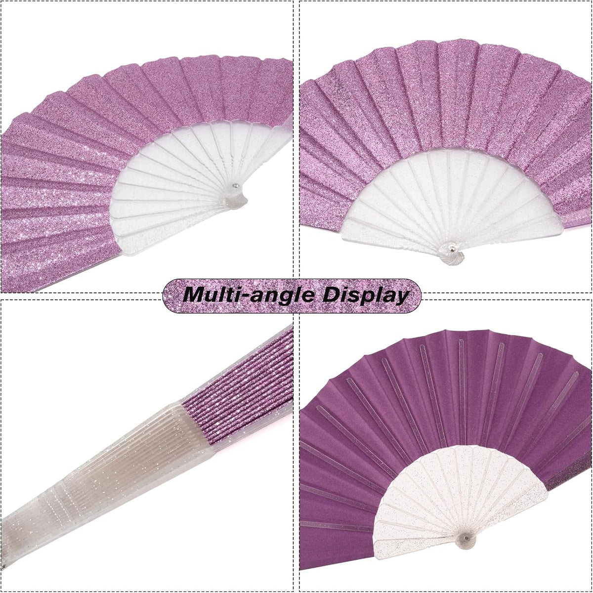48 Pack Handheld Fan,Folding Hand Glitter Fan with Shining Transparent Fan Rib – Ideal for Wedding