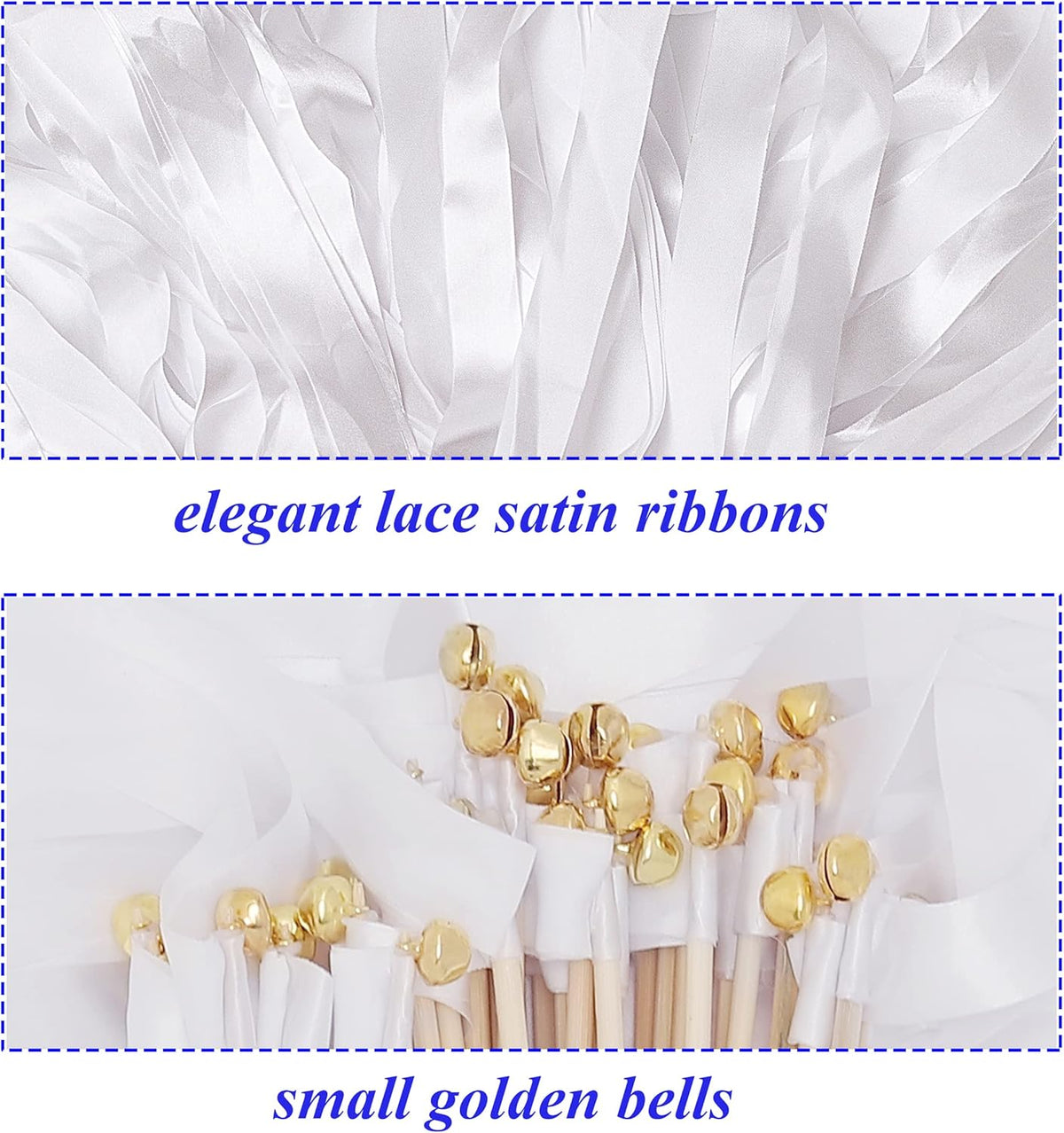 60 Pieces Wedding Colorful Ribbon with Bells, Party Ribbons Streamers Sticks Magic Wish Fairy Wand
