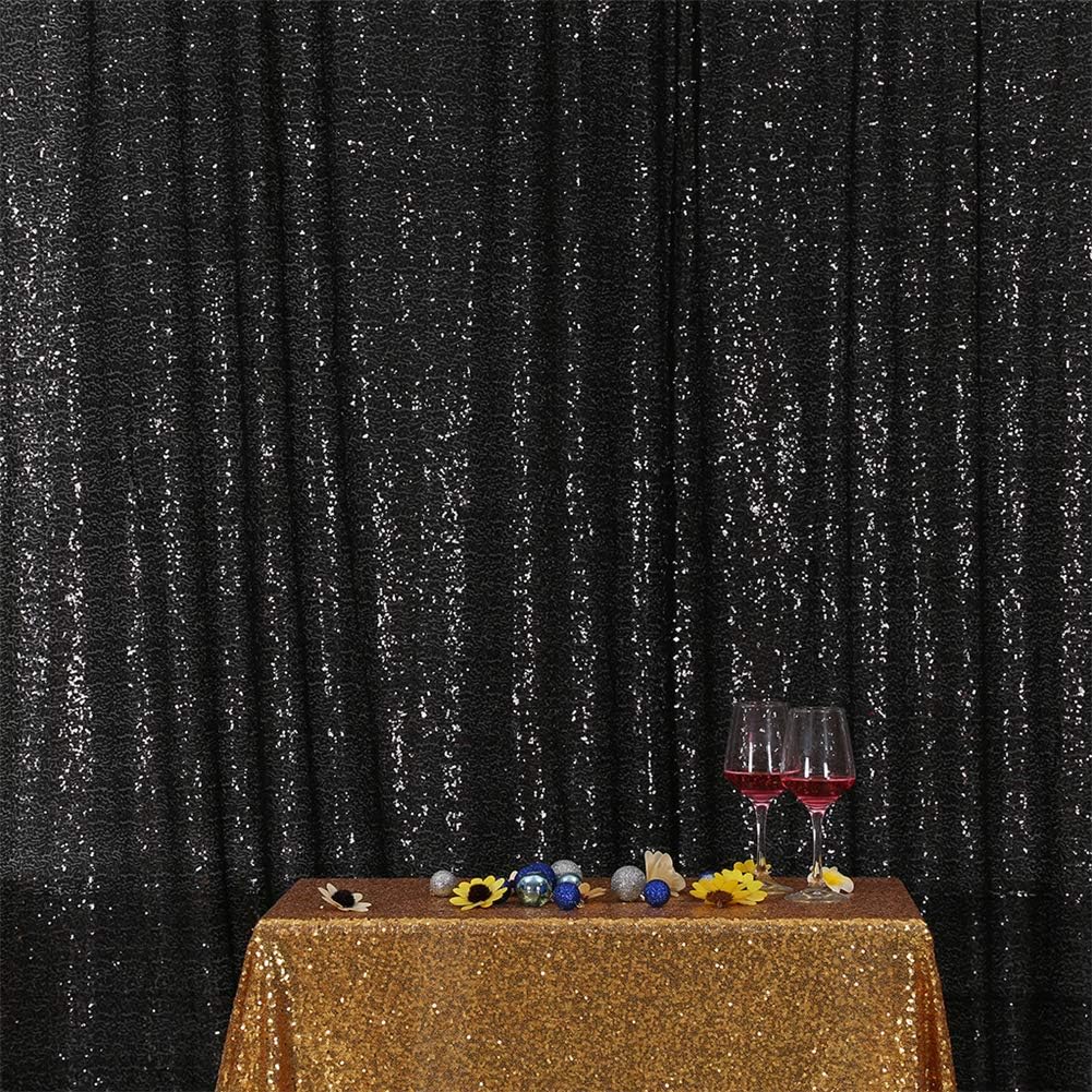Eternal Beauty Black Sequin Backdrop, 6x6 Ft Halloween Glitter Background Curtains for Shimmer