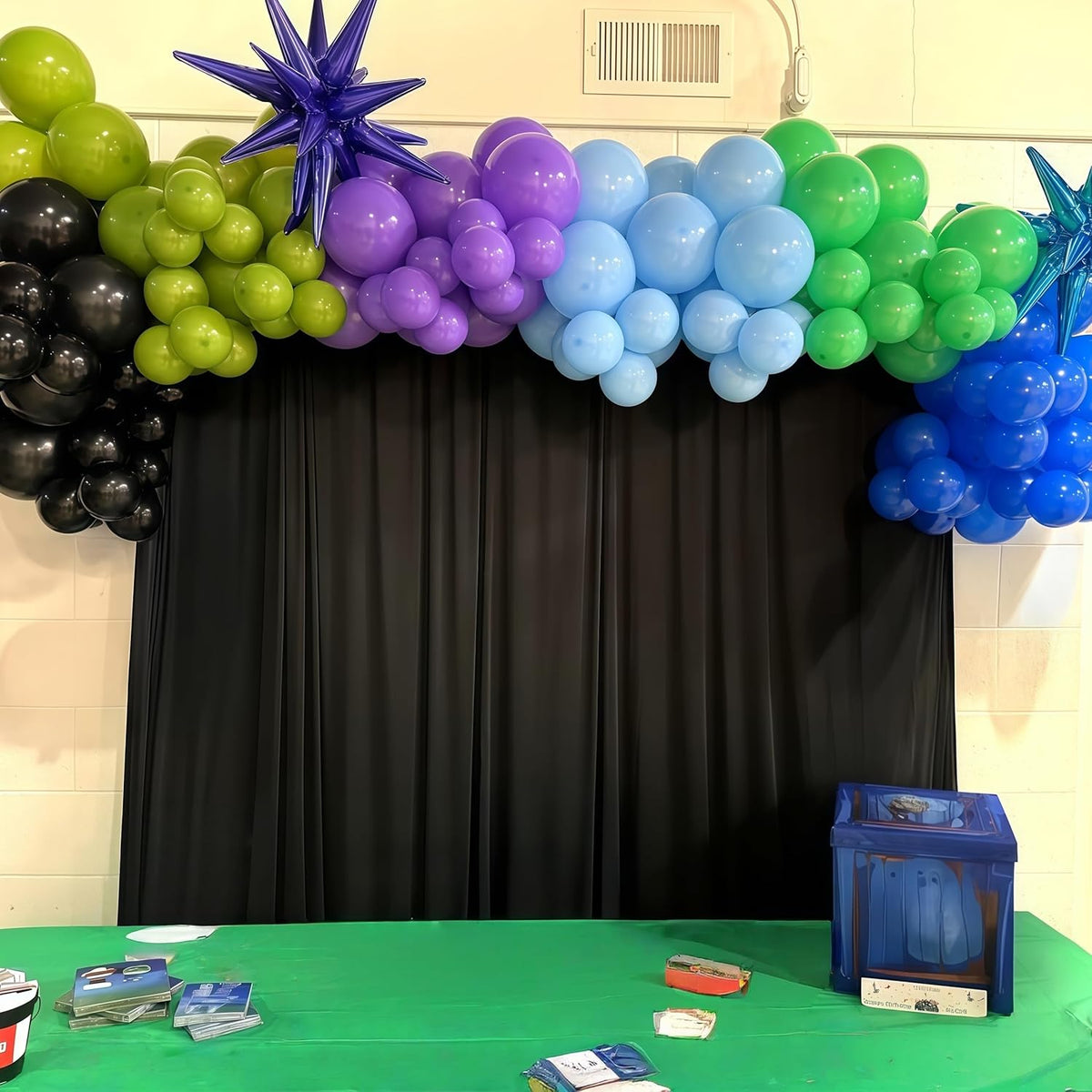 Black and Green Balloons, 60PCS Teal Blue Green Purple Video Game Balloons, Black Purple Blue