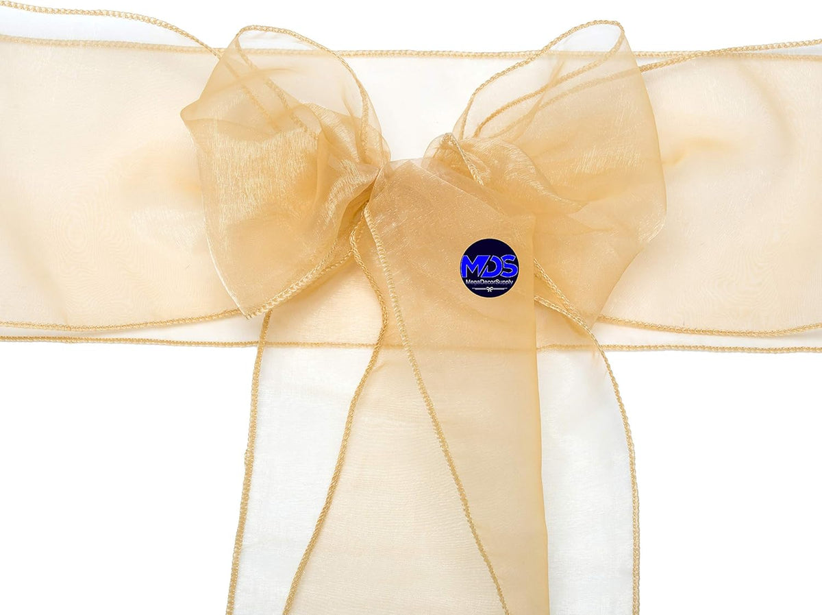 MDS Pack of 125 PCS Organza Chair Sashes Wider Dining Chair Bows Ribbon Tie Back for Wedding Party