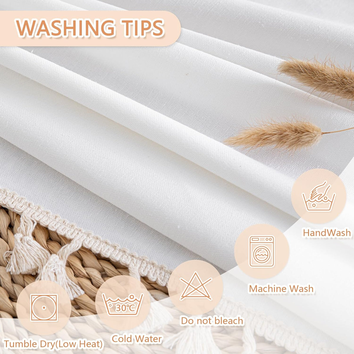 MYSKY HOME White Table Cloth Rectangle, Rectangular Table Cloth, Wrinkle Resistant, Waterproof