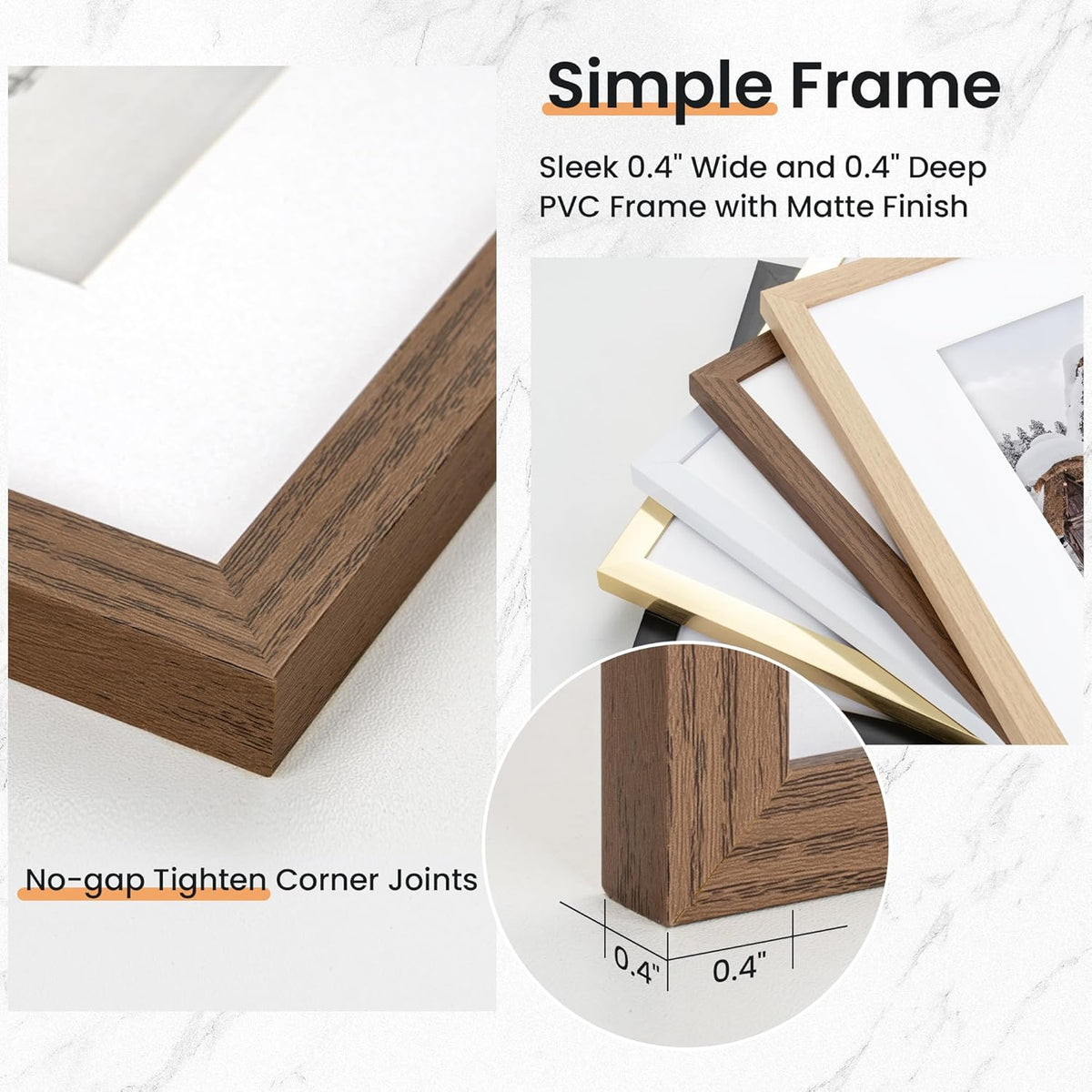 4x6 inch Picture Frame, 4x6 Photo Frames with 3.5x5 Removable Mat - High Definition Plexiglass