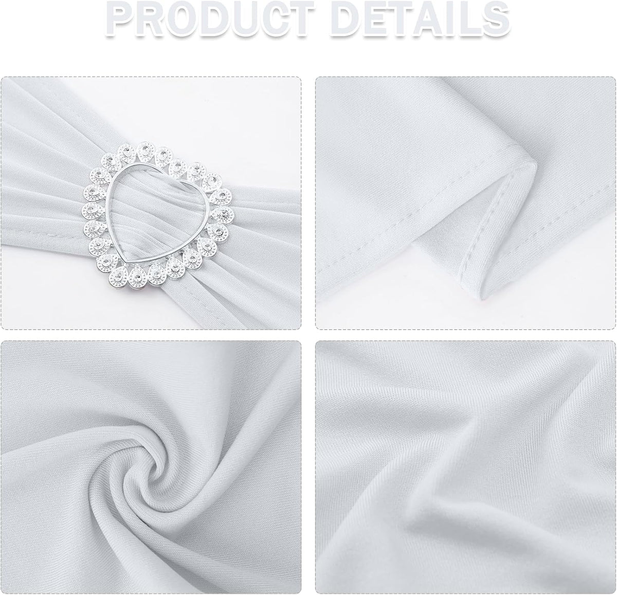 Howhic Pack of 60 Spandex Chair Sashes Bows Stretch Chair Cover Band with Buckle Slider Universal