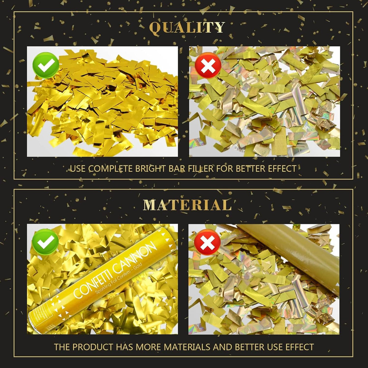 Confetti Cannon Gold Party Poppers 12 Inch Streamer Cannon 12 Pack Golden Party Poppers Shooters