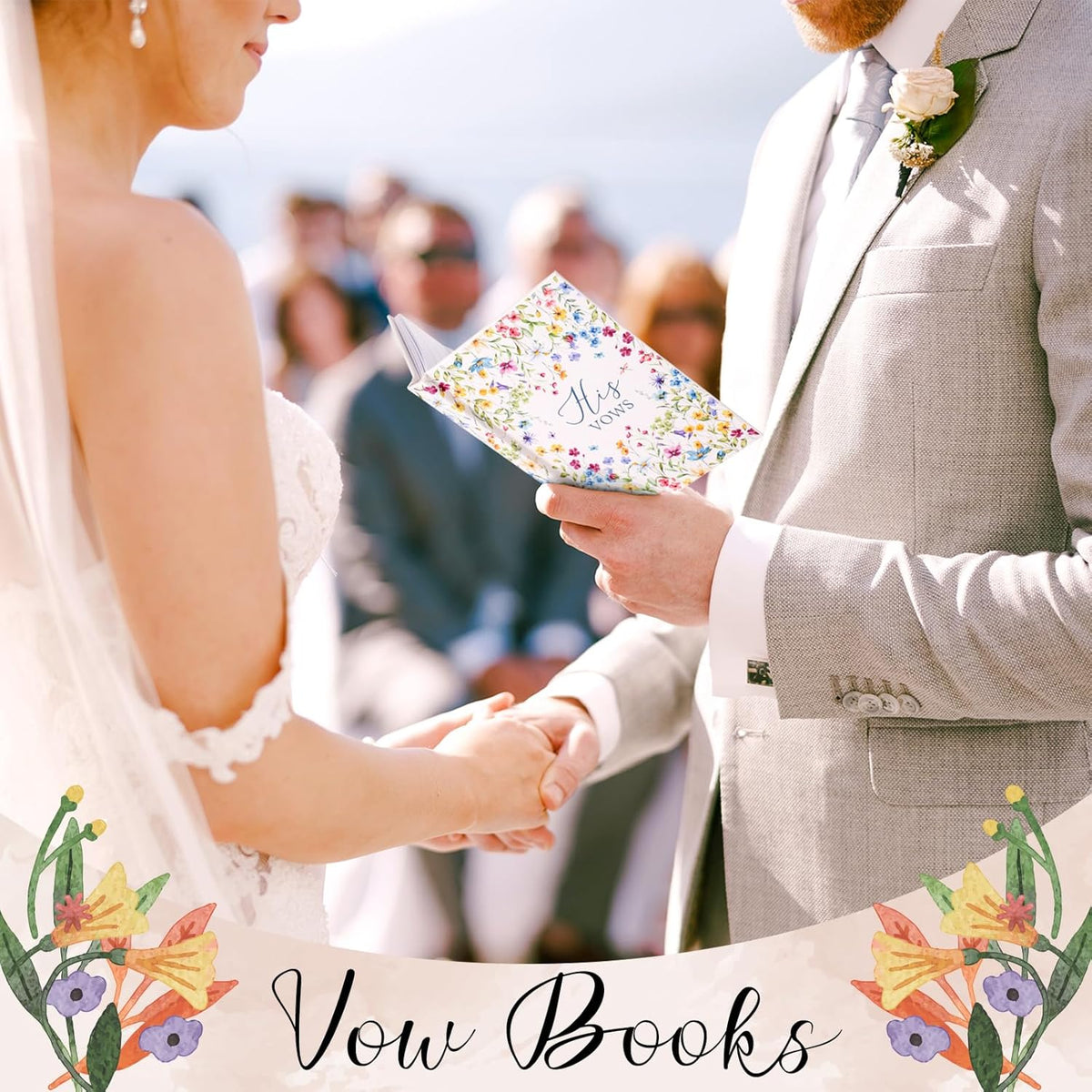 Set of 2 Vow Books His and Hers, Wedding Vow Books (6.06x4.17) Wedding Keepsake Essentials Elegant