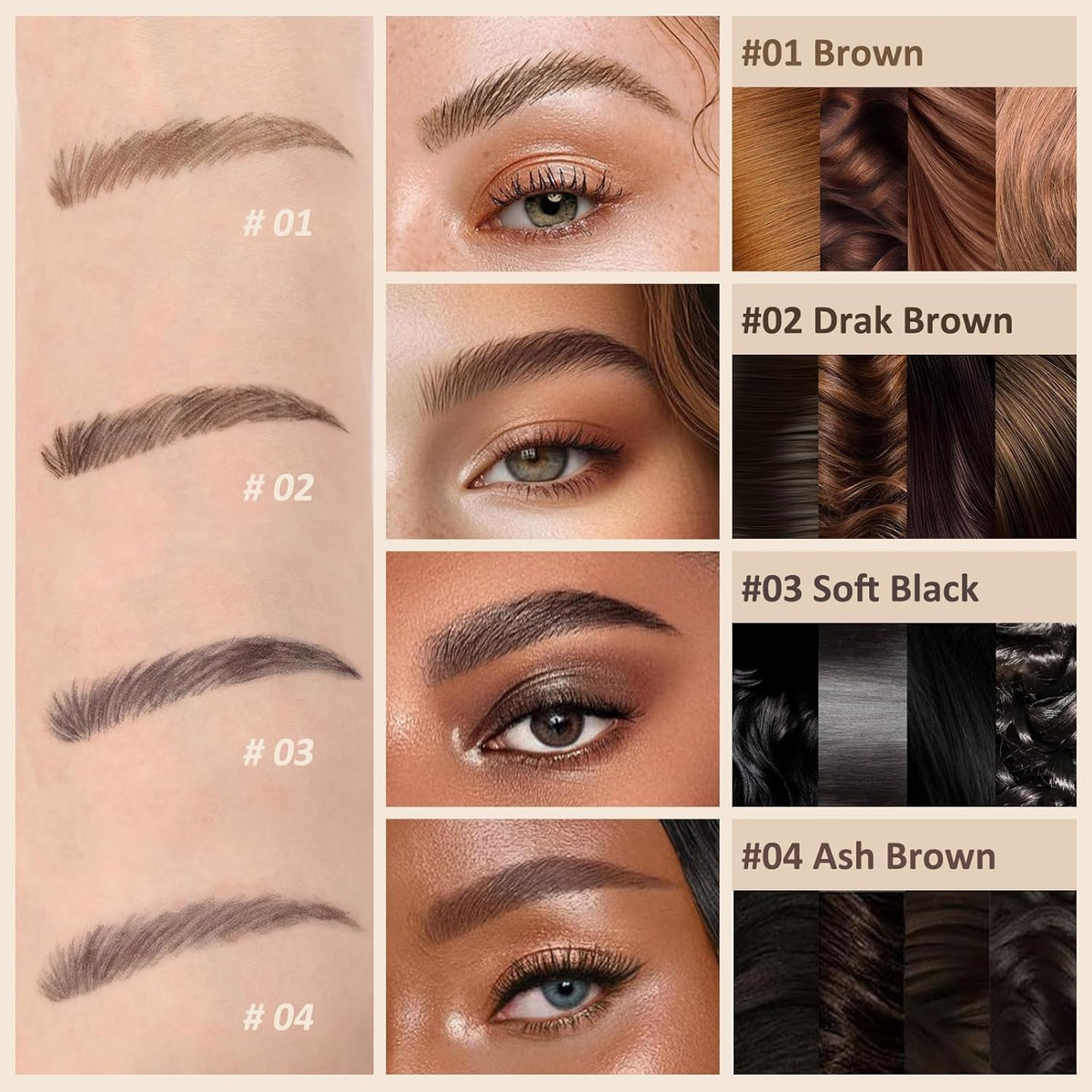 UCANBE Brow-Fection Angled Brush Eyebrow Pen, Liquid Microblading Eyebrow Pencils for Women, Wild