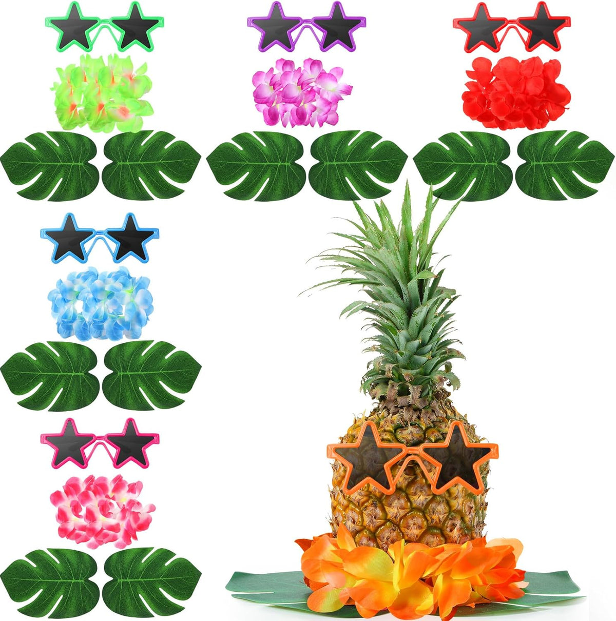 6 Sets Hawaiian Table Centerpieces Pineapple Luau Party Table Decorations Tropical Decor for Beach