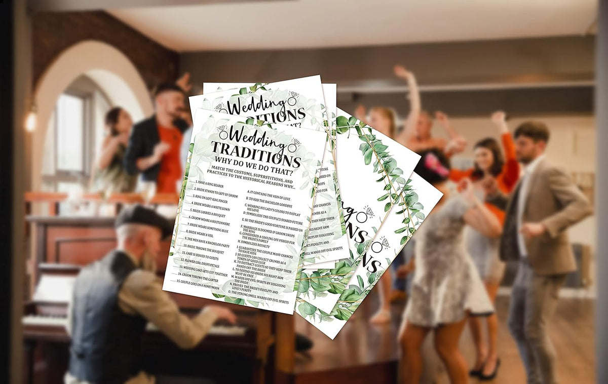 Bridal Shower Game Cards, Wedding Traditions Game, Tropical Jungle Theme Engagement Party Cards For
