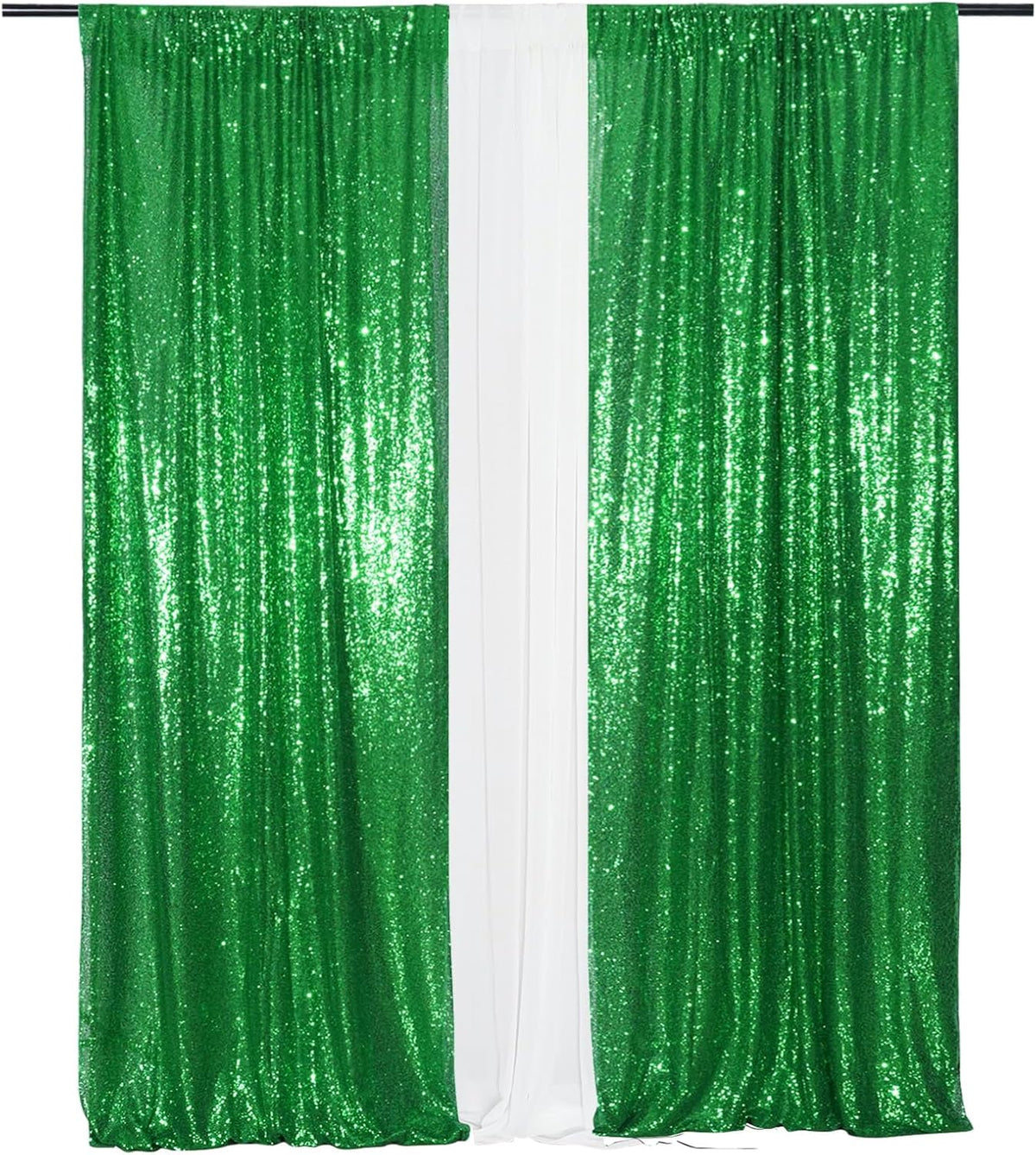 Eternal Beauty Sequin Backdrop Curtains, 2x8 Ft-2 Panels Green Back Drop for Shimmer Photography